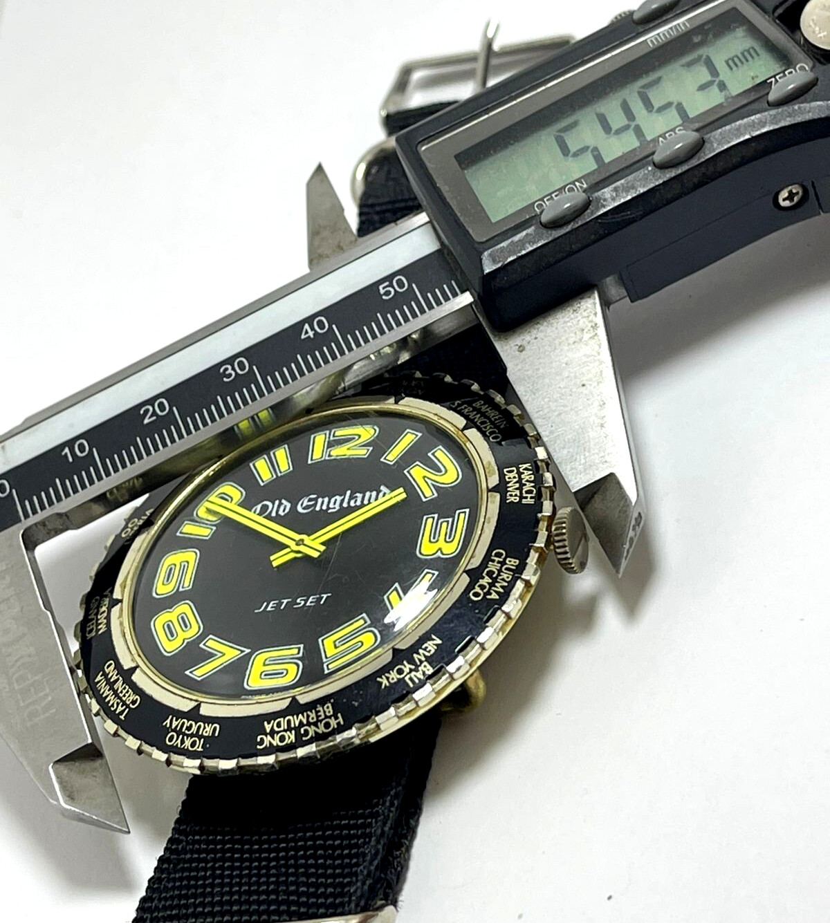 VINTAGE OLD ENGLAND JET SET MANUAL WORLD TIME Cal. BASE BFG 866 JUMBO 60s