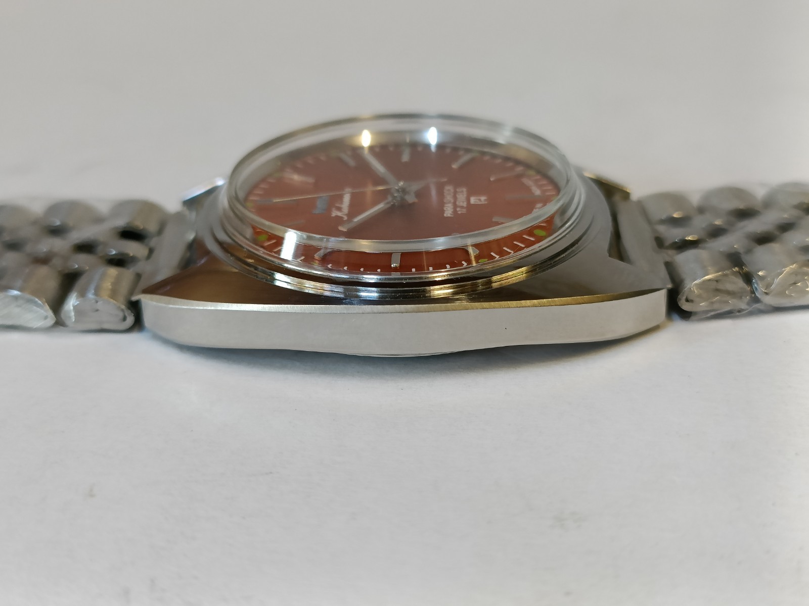 REFURBISHED HMT KOHINOOR 17J WINDING ORANGE DIAL 0231 INDIA MEN’S WORKING