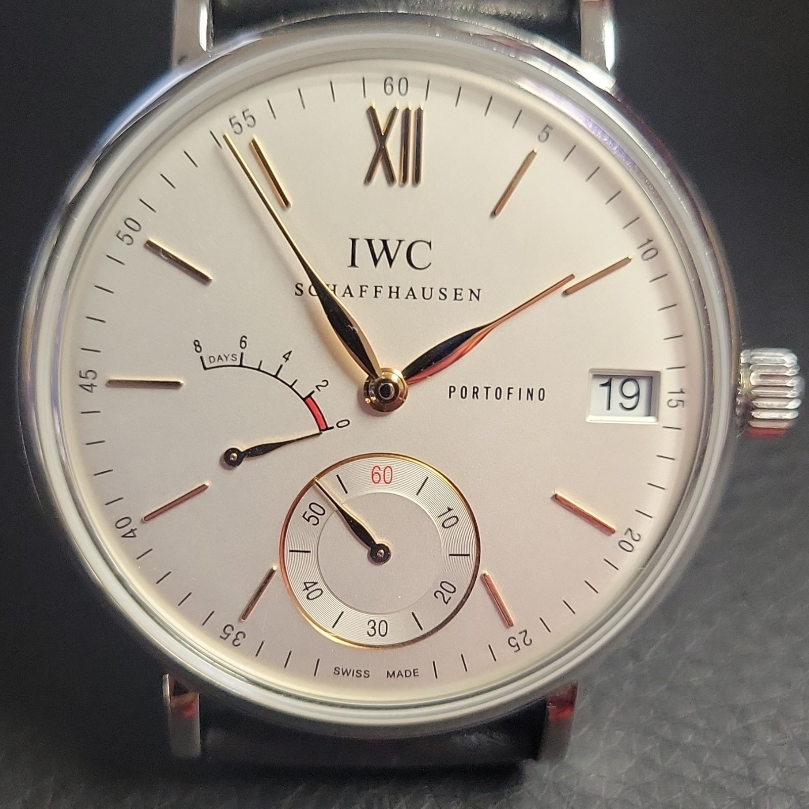 IWC Portofino Hand-Wound White Dial Date Small Sec Power Reserve Box Papers
