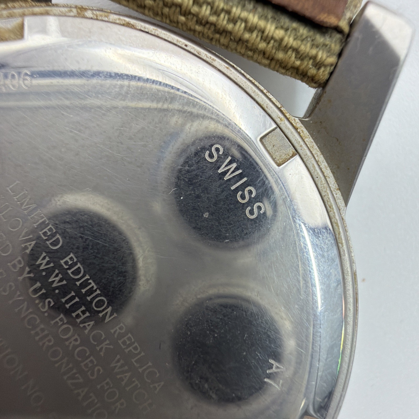 Bulova Hack Watch 96A19 Swiss Limited Edition WWII Replica 38mm Quartz UNTESTED