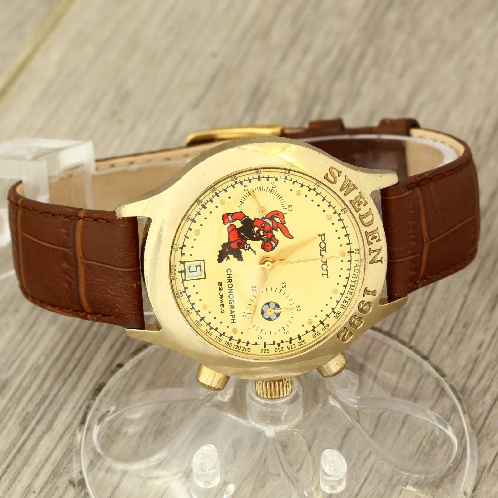 Poljot 3133 Sweden 1992 UEFA European Football Championship chronograph watch