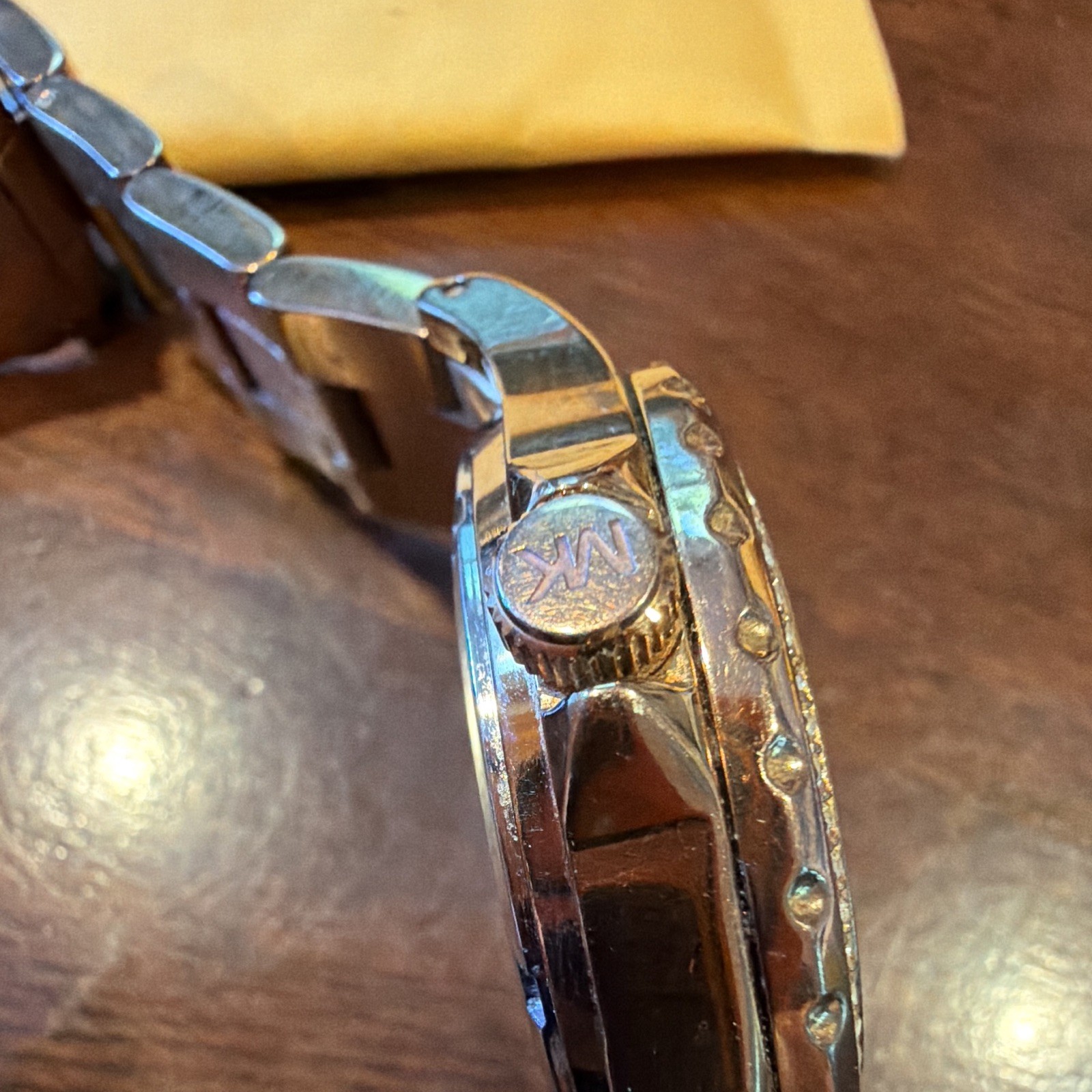 Michael Kors Rose Gold Mother of Pearl Dial Quartz Watch 100m Date Gem Bezel