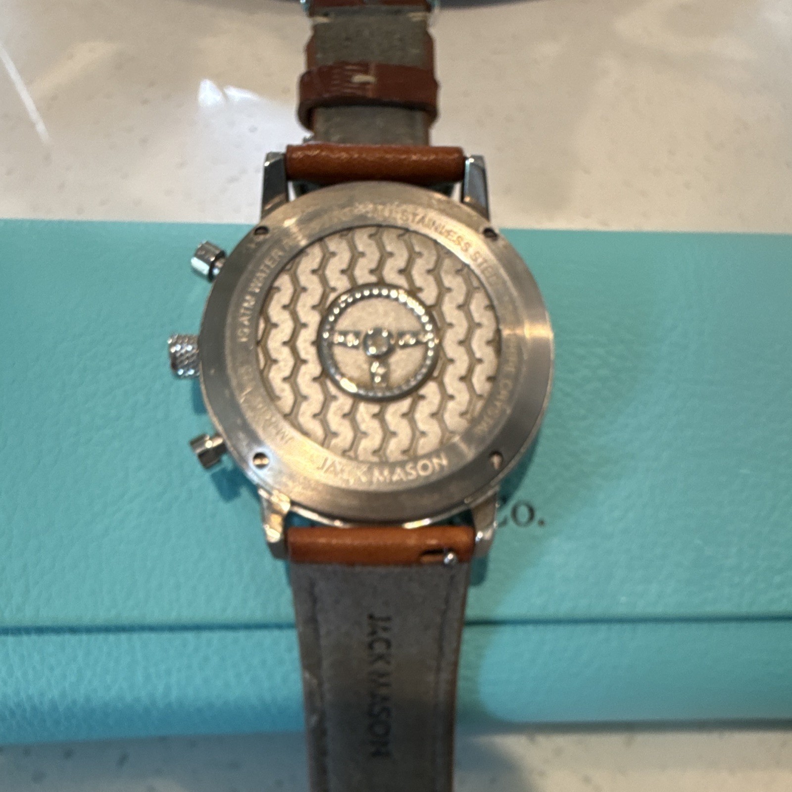 Jack Mason Men’s Quartz Chronograph Tachymeter 100m Blue Dial Brown Leather 42mm