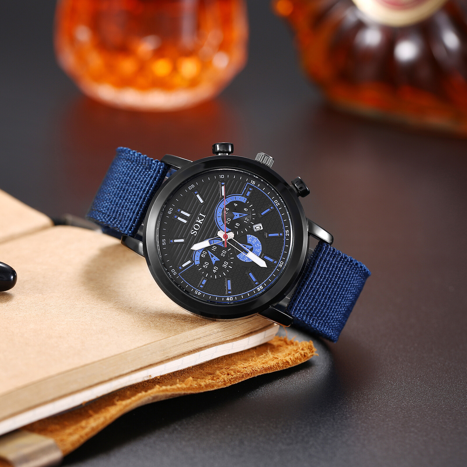 Mens Army Sports Wristwatch Round Simple Nylon Band Tactical Analog Quartz Watch