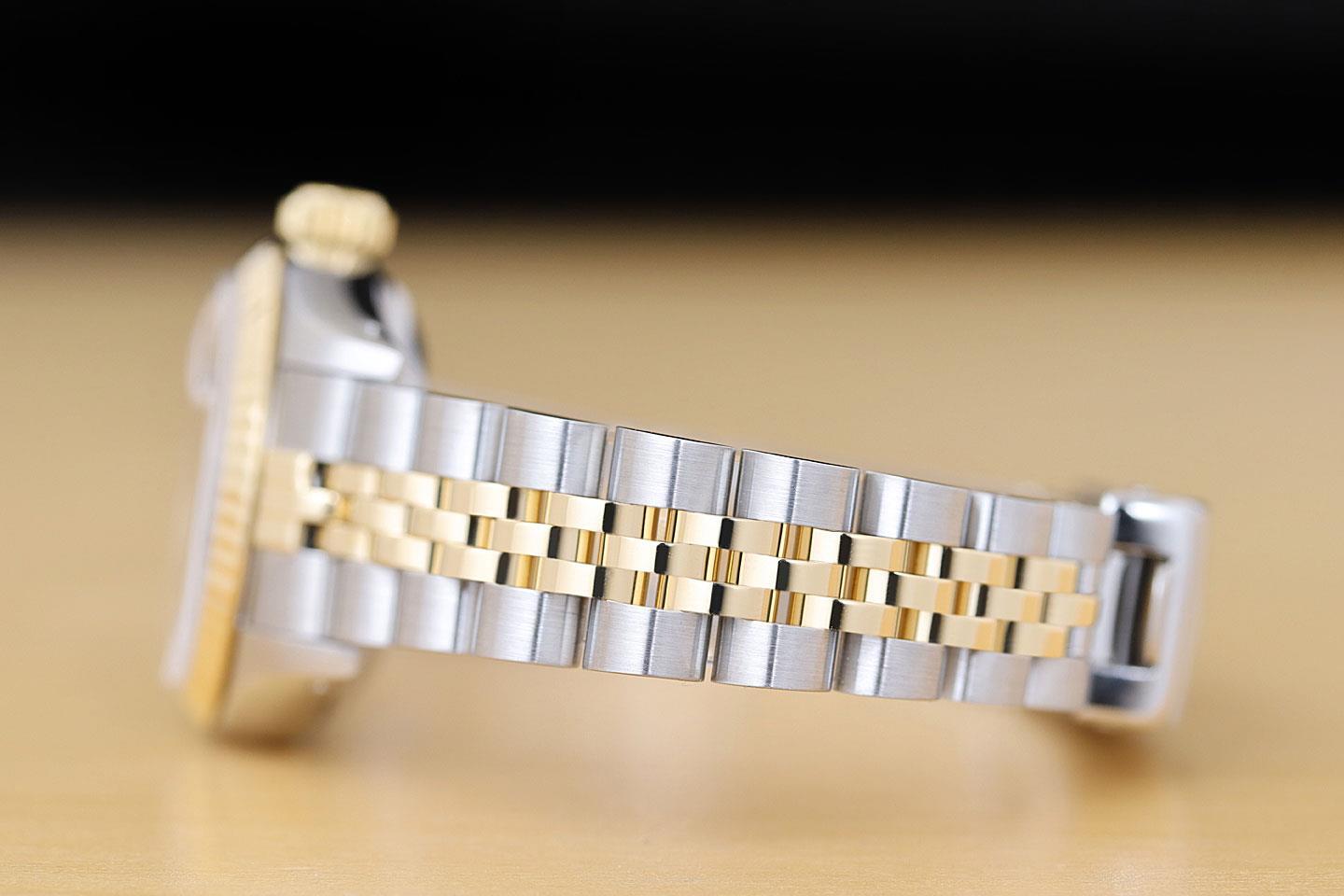 ROLEX LADIES DATEJUST 69173 HOUNDSTOOTH DIAL 18K YELLOW GOLD STEEL 2-TONE WATCH