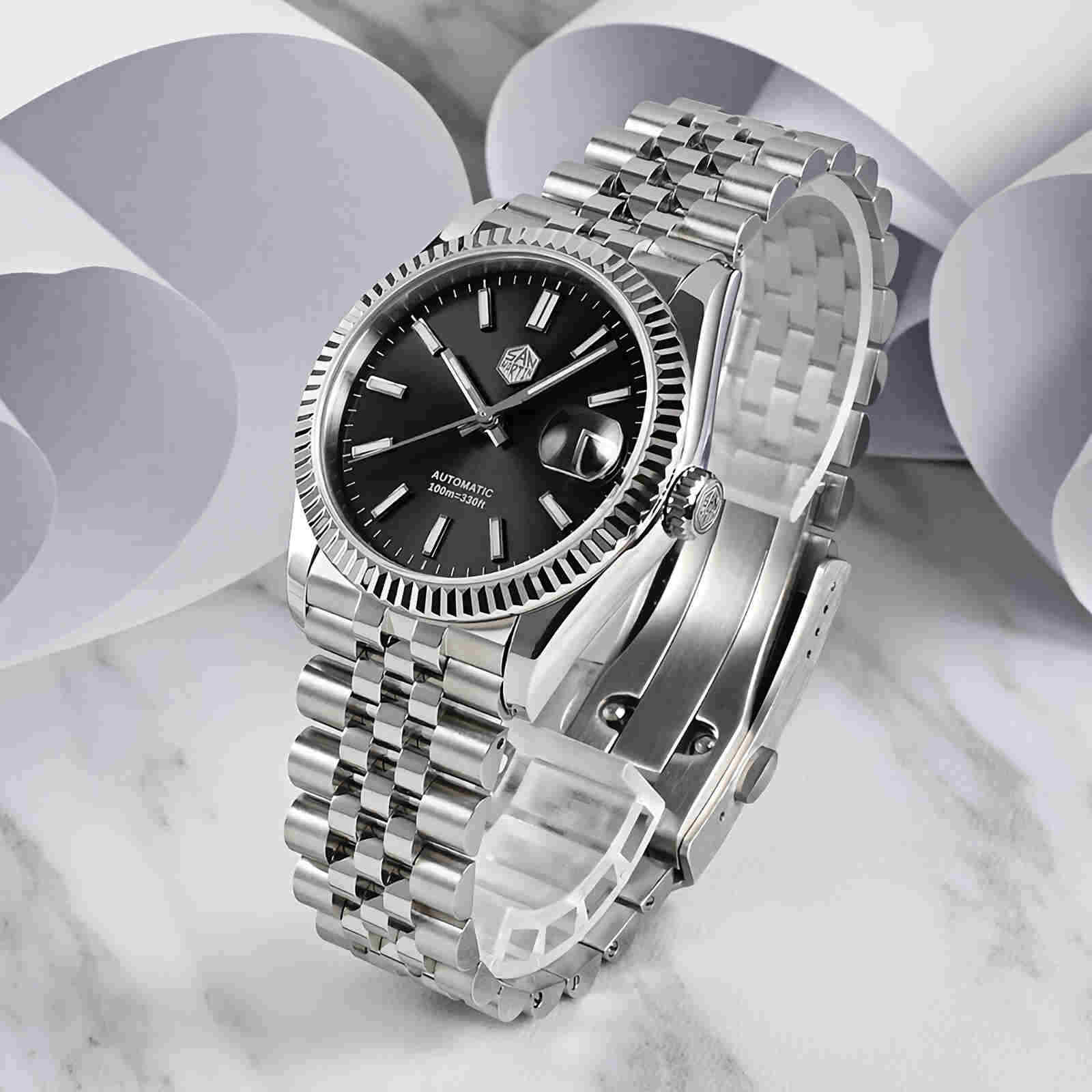 SAN MARTIN SN058-G-X Classic Automatic Stainless Steel 36.5mm 10ATM Dress Watch