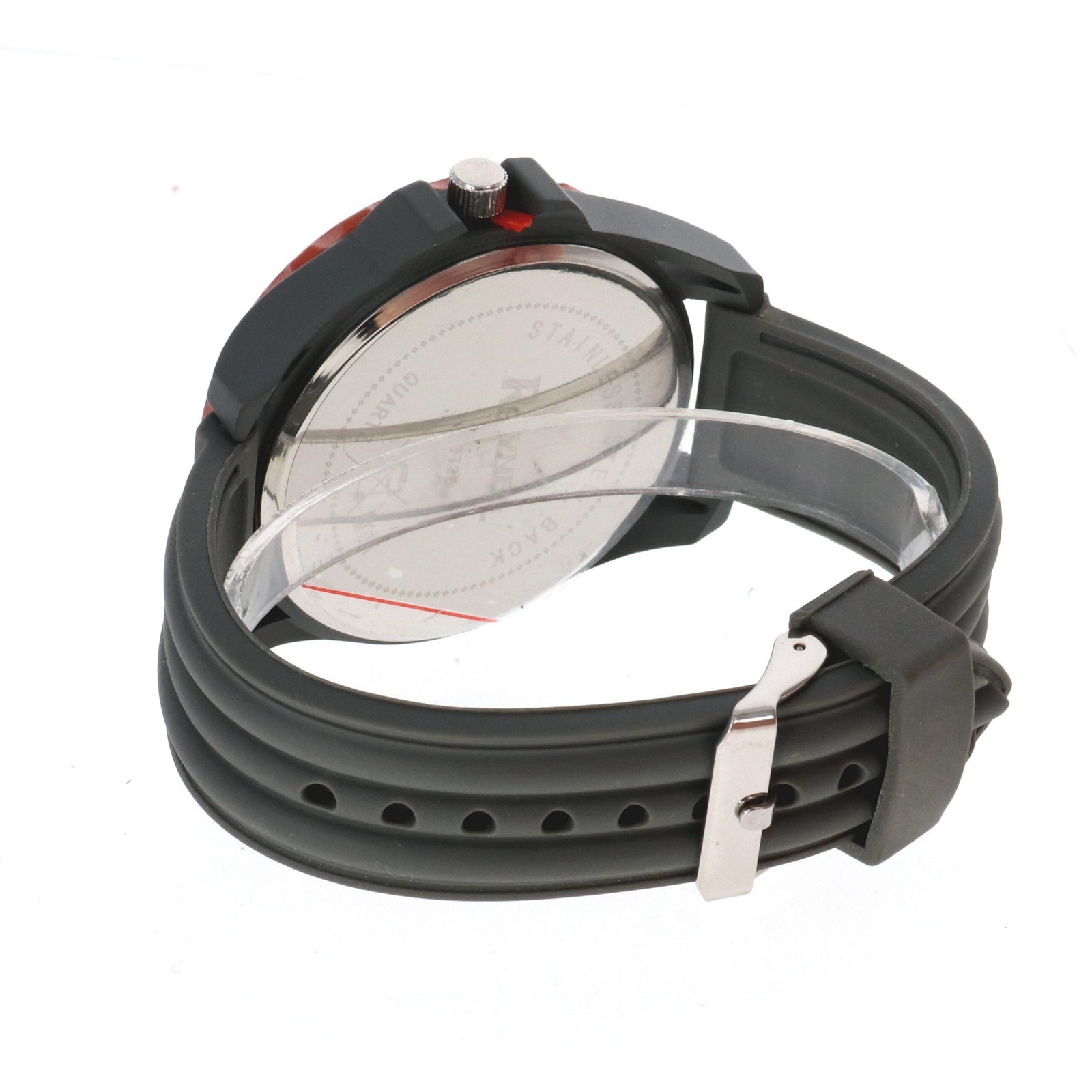 Raynell Chronograph Style Gray Dial , Orange & Grey Oversize Bezel Silicone Band