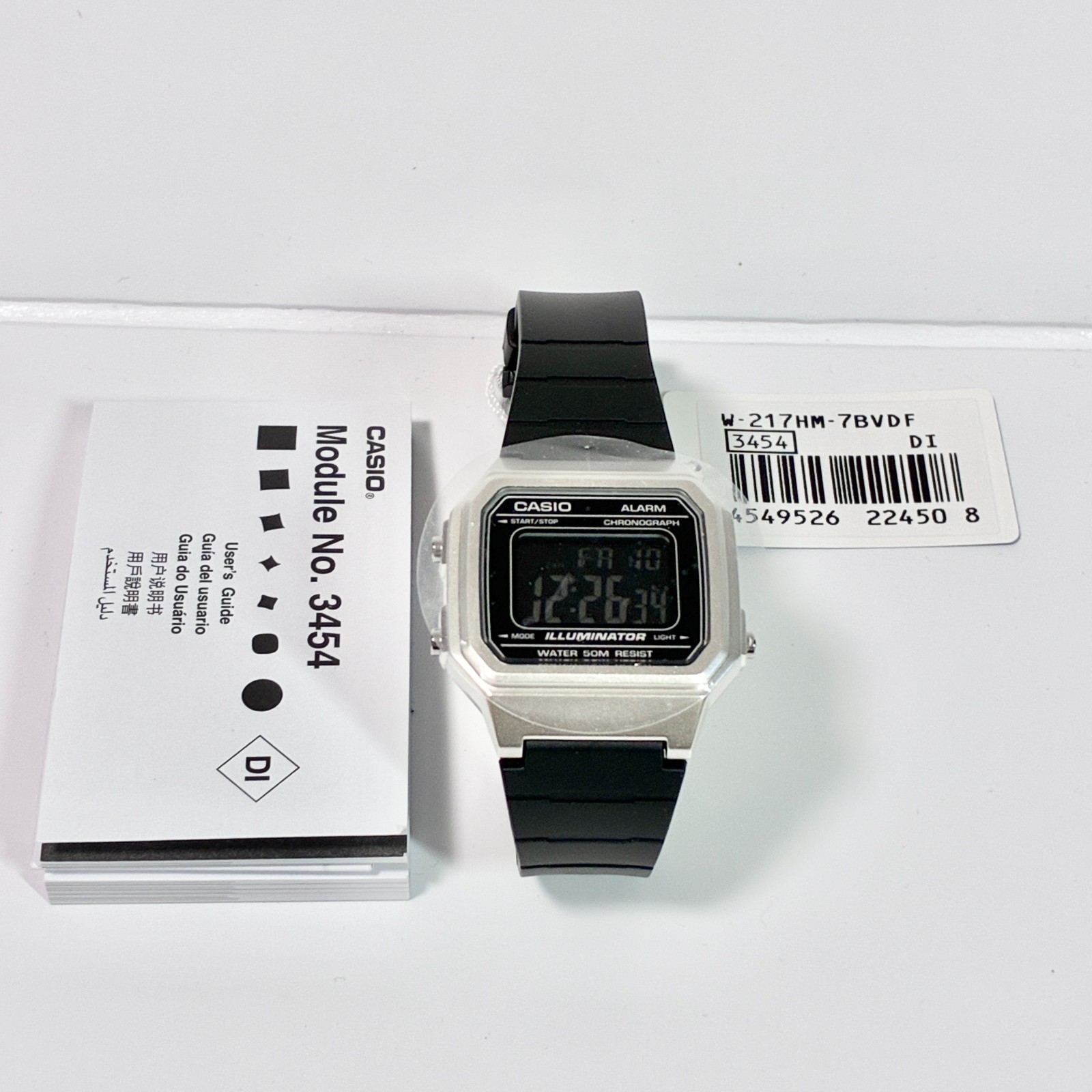 CASIO W-217HM-7B Digital Watch Gray Black LED 50M Men Sport Quartz Lightweight