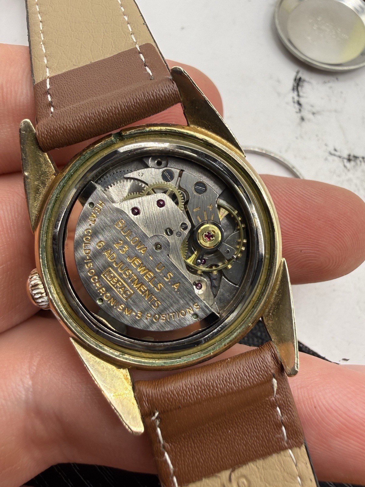 VINTAGE Bulova “23 Jewels” Men’s Automatic Watch 10K RGP Sunburst Dial USA 1950s