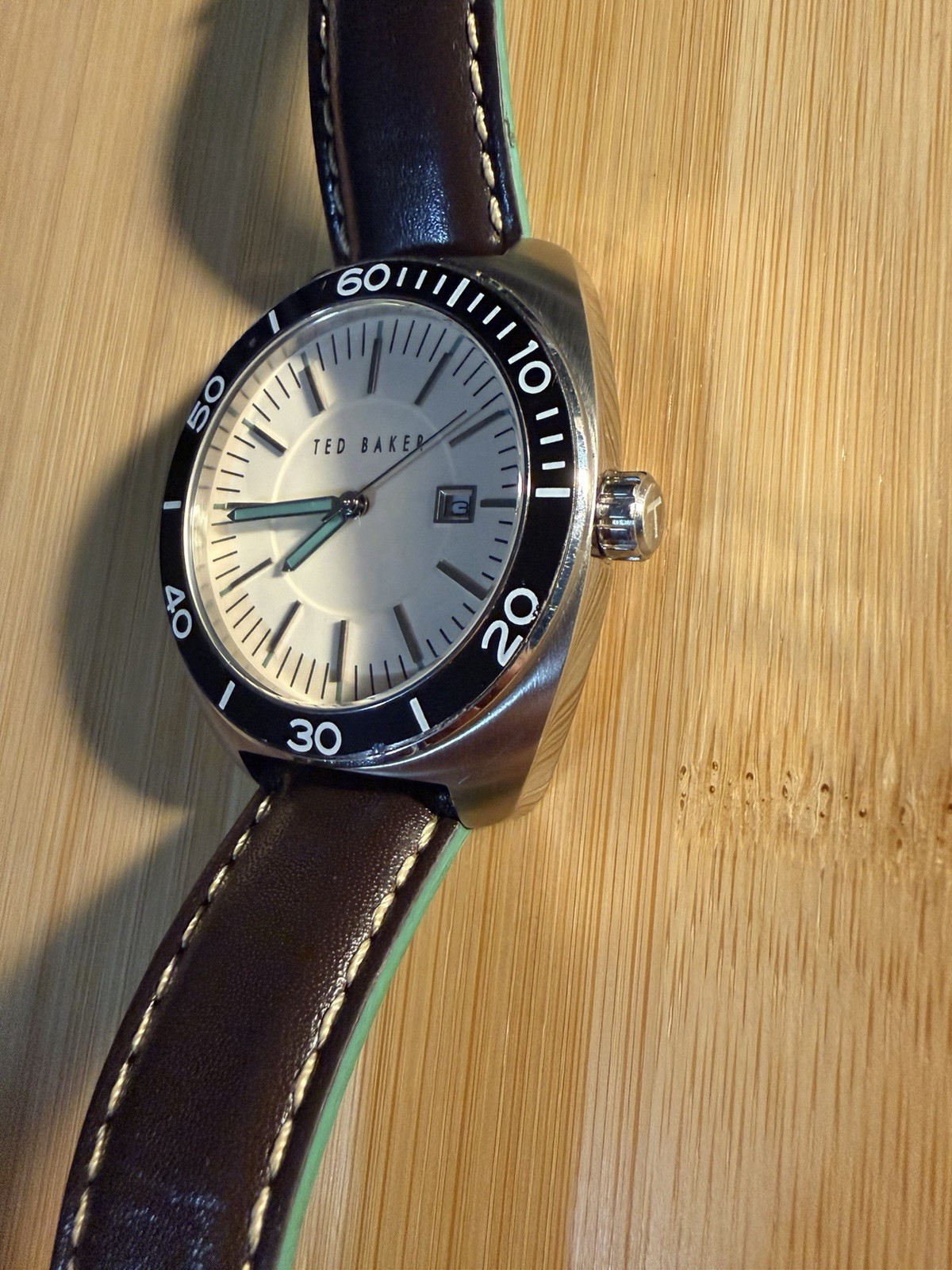 Ted Baker Men’s Watch with Dark Brown and Teal Leather Straps (NO BATTERY)