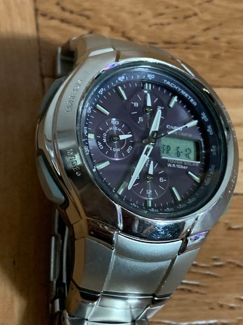 Casio Wave Ceptor WVA-500 Radio Solar AnaDigi Chronograph Mens Watch -For Parts