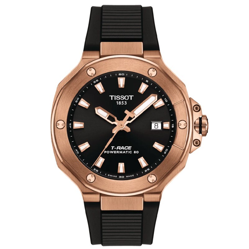 New Tissot T-RACE 41mm Powermatic 80 Rose Gold PVD Men’s Watch T1418073705100