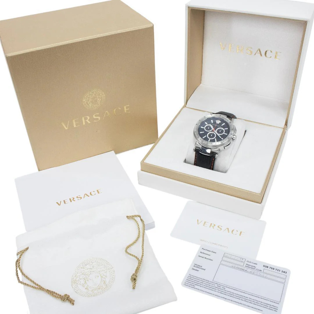 Versace Mystique Sport Quartz Black Dial Dark Blue Band