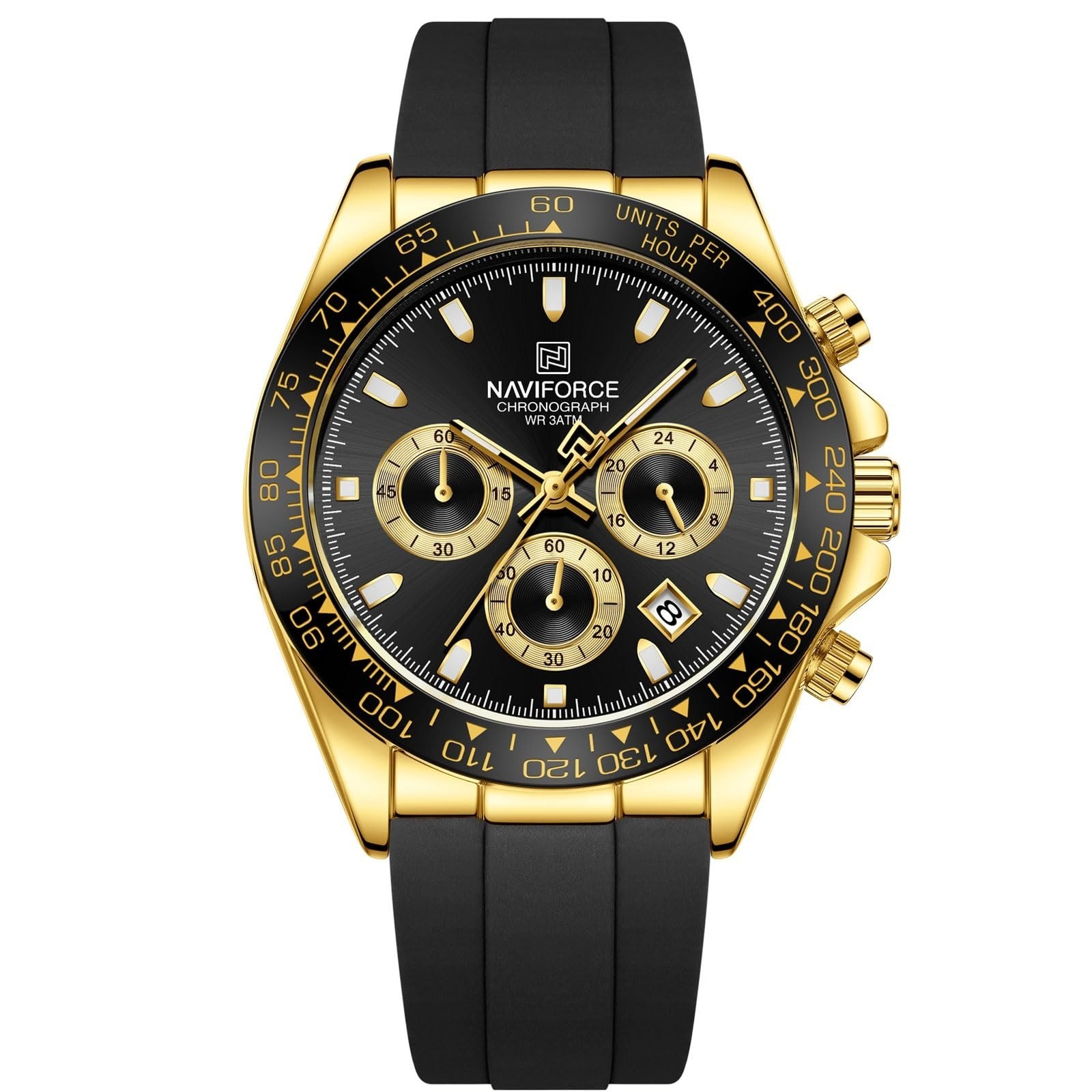 NAVIFORCE Men’s Business Chronograph Watch – Waterproof 3ATM, Silicone Strap