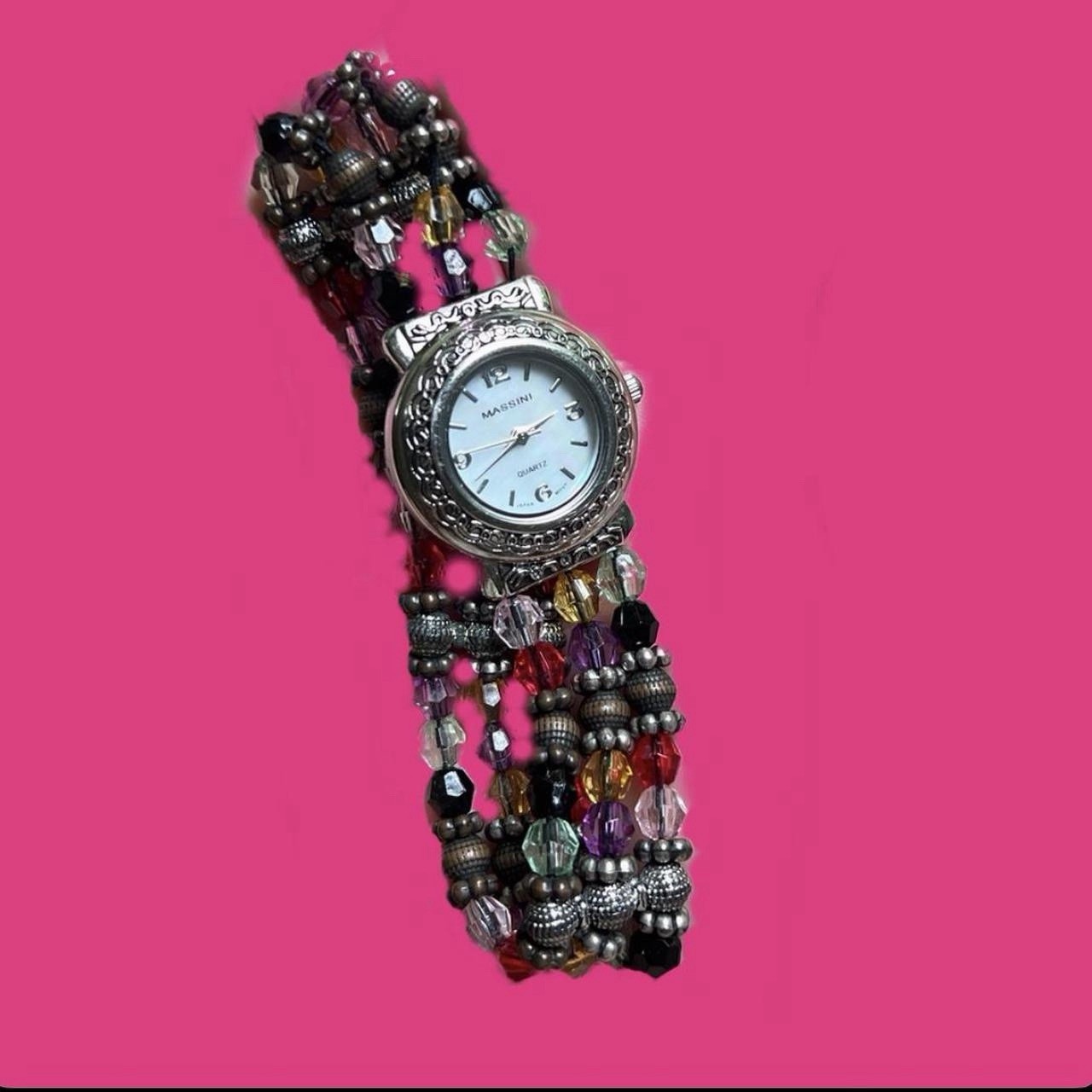 Massini Quartz Watch Bracelet Multicolor Bracelet Rare Vintage Flawed