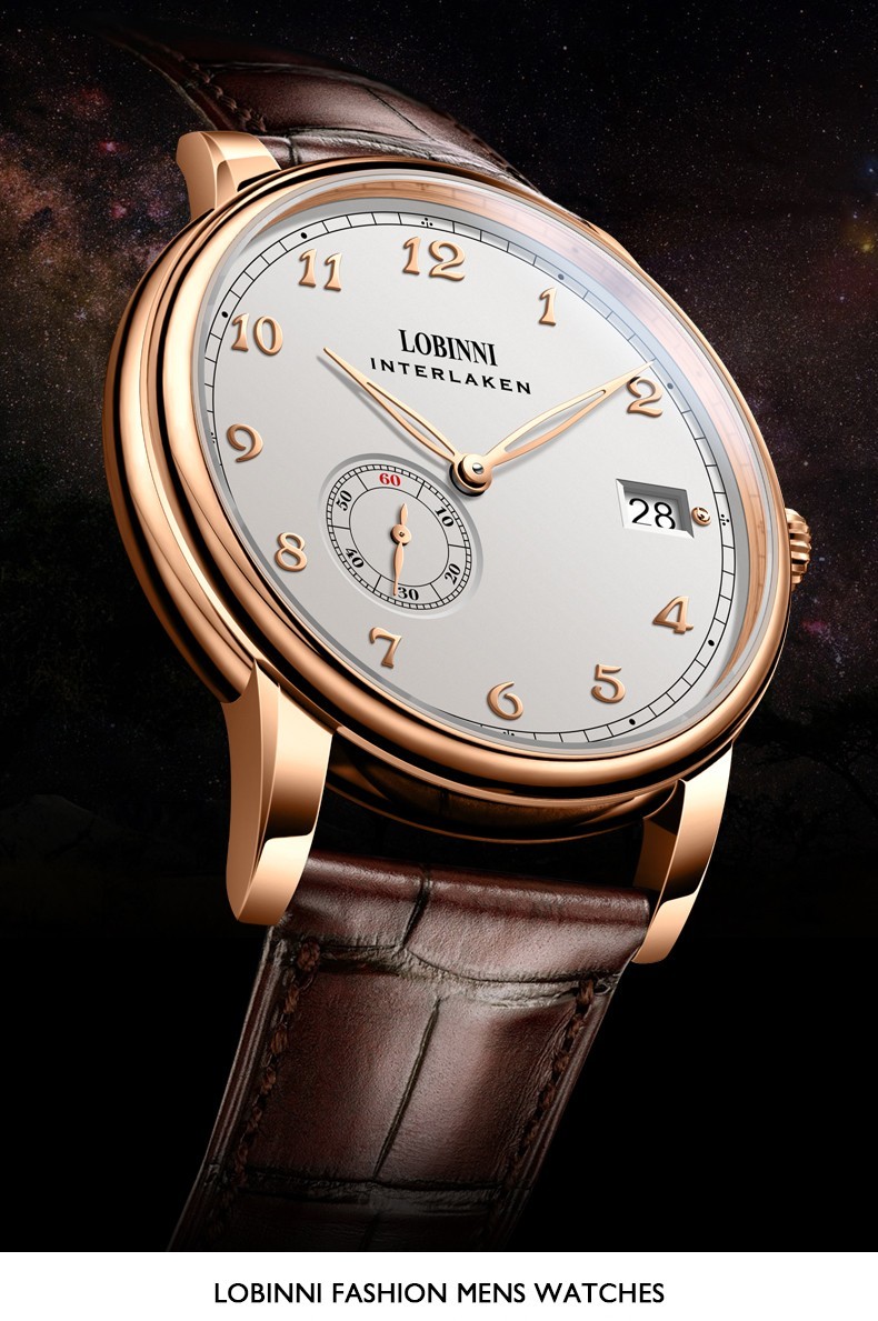 LOBINNI Men Automatic Watch 40mm Mechanical Wristwatch Hangzhou 5000 Micro Rotor