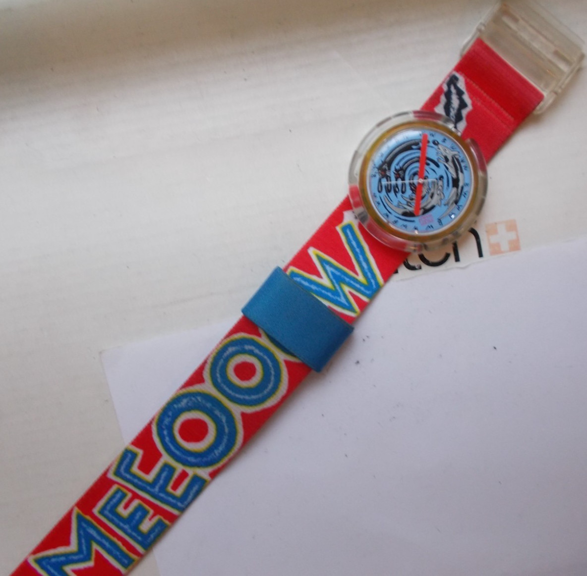 POP SWATCH ” MEEEOOW ” ’92 EXCELLENT – BOX WOW VERY RARE L@@K VINTAGE