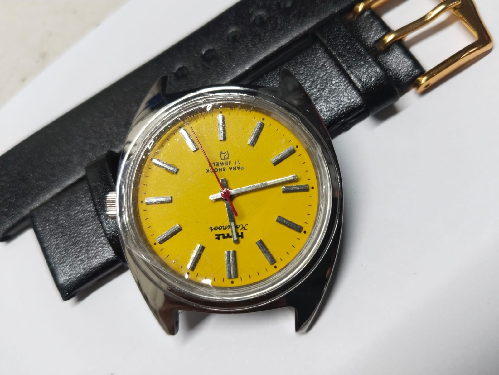 Used HMT Men’s Manual Stealth Black Wrist Watch Classic HMT Kohinoor Yello Watch