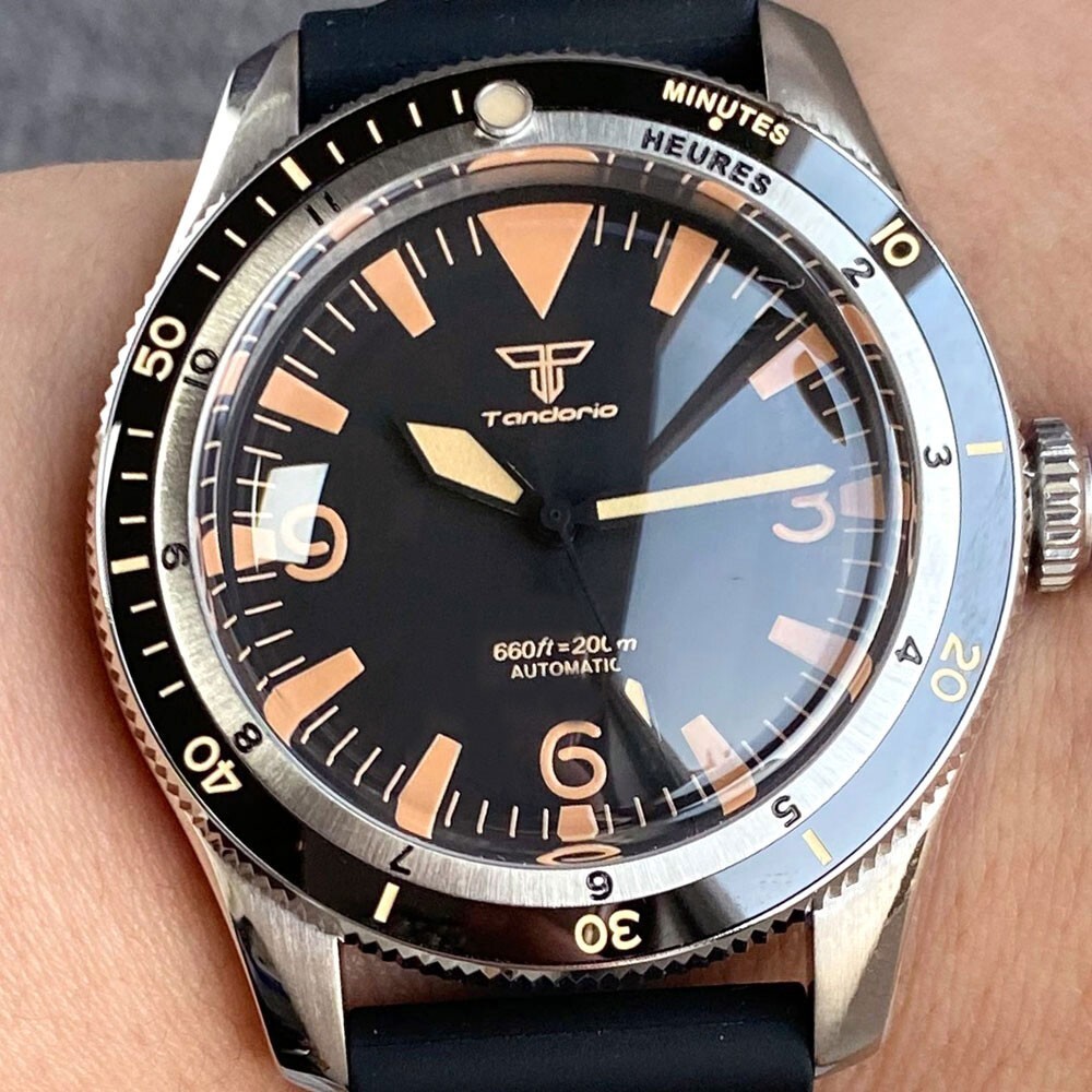 Tandorio 40mm Vintage 200m Diving Watch For Men Sapphire Glass Japan NH35A Lume