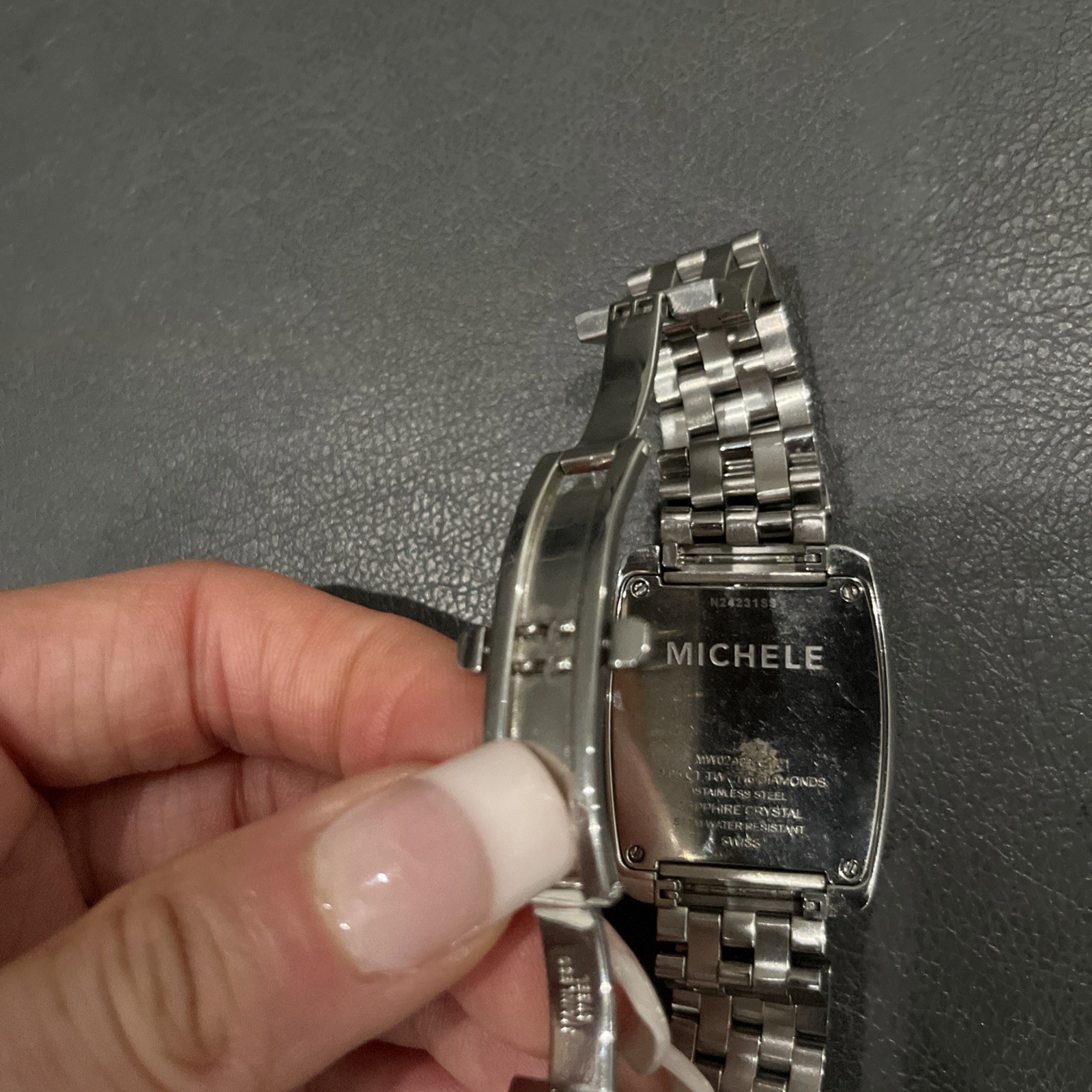 Michele Urban Quartz Watch Silver Dial 1CT Diamond Bezel fit for small wrist