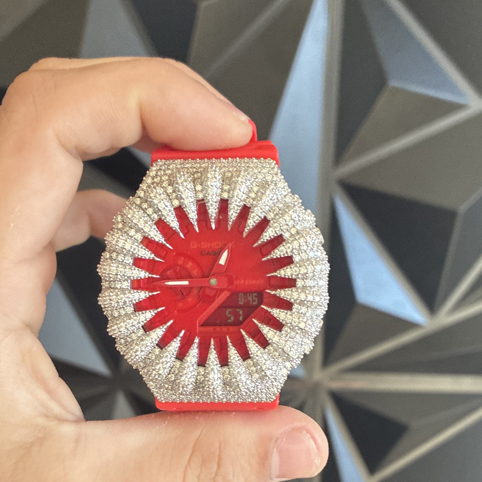 *ICED OUT* Casio G-SHOCK Analog/Digital Quartz Red Resin Bezel Box Papers