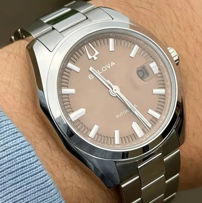 Bulova Classic 96B470 Surveyor Light Brown Dail Automatic Gents Watch with Date