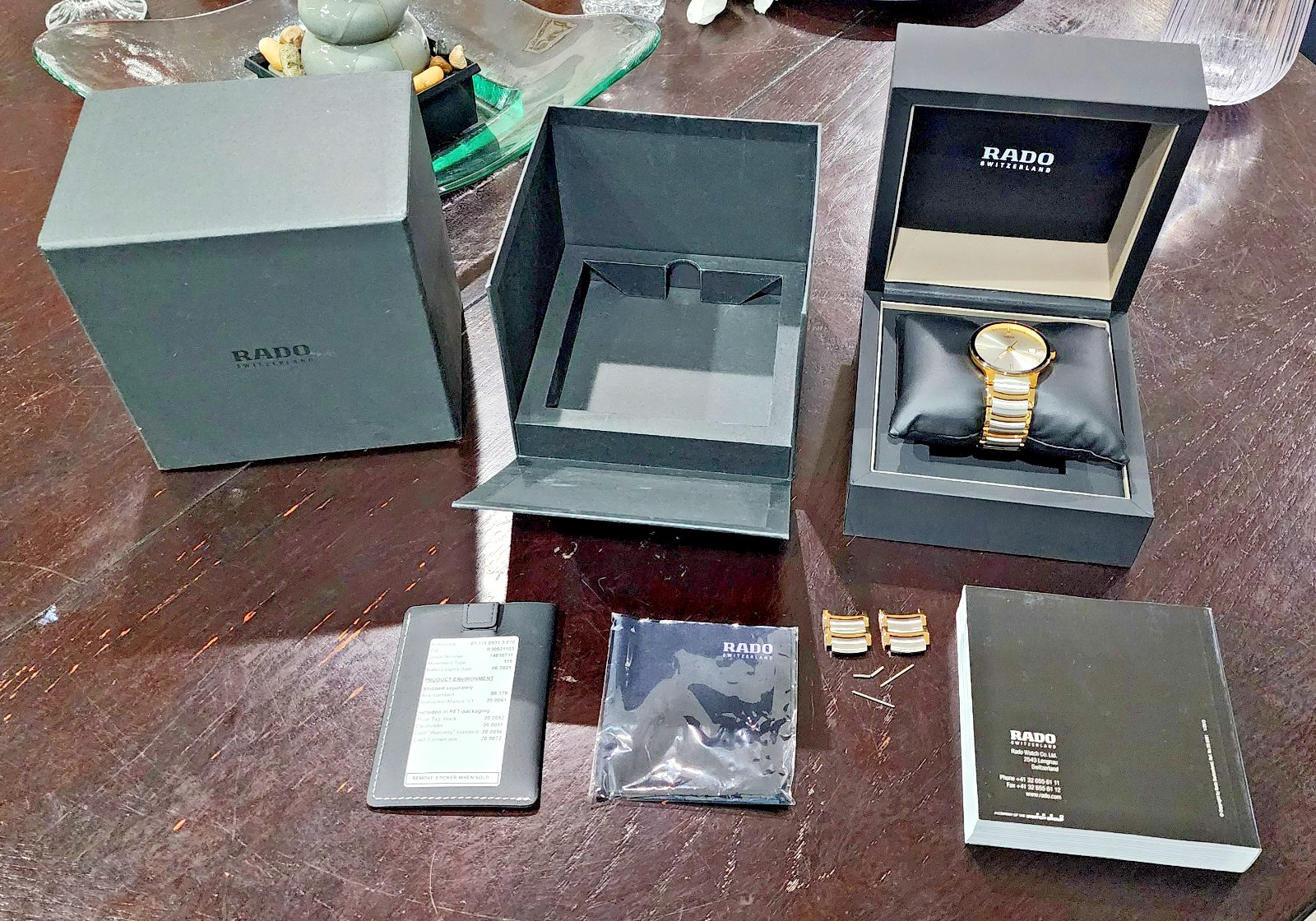 Authentic Rado Centrix R30931103 Quartz 38mm Two Tone Ceramic Watch Box Papers