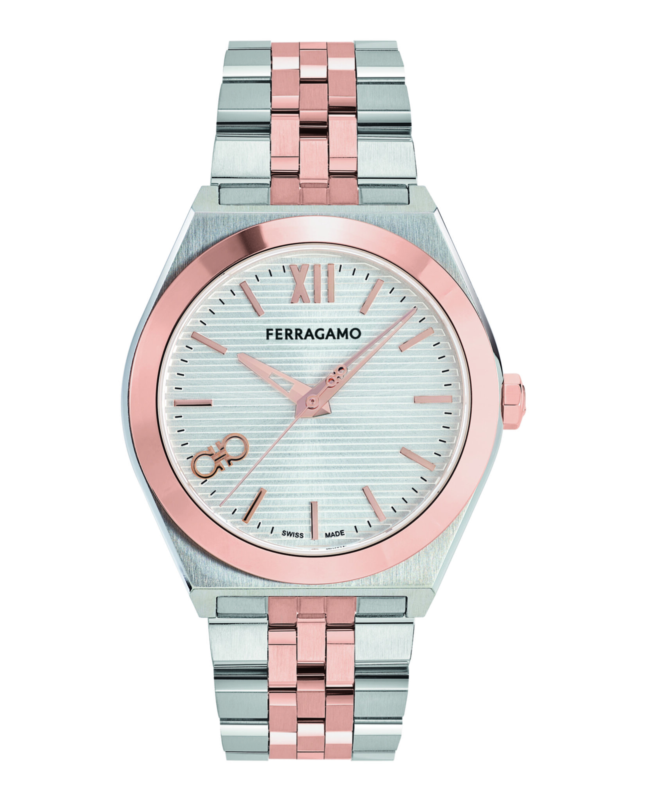 Ferragamo Mens Two Tone 40mm Bracelet Fashion Watch