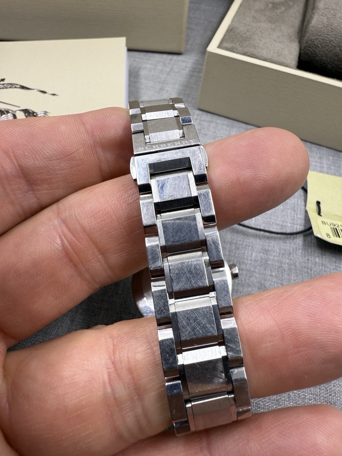 Ladies Burberry The City Diamonnd Dial Silver 26mm Quartz Watch BU9213
