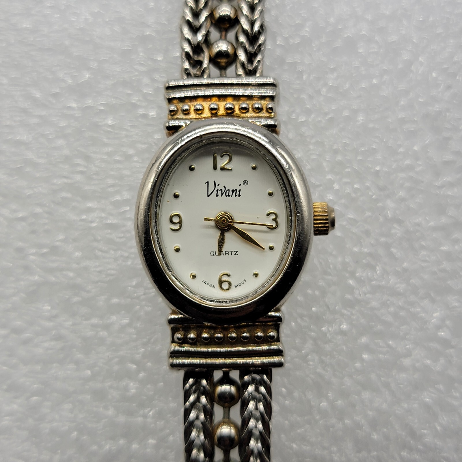 Vivani Women Watch 18mm Oval Dial Two Tone Band 7.25″ , Runs *