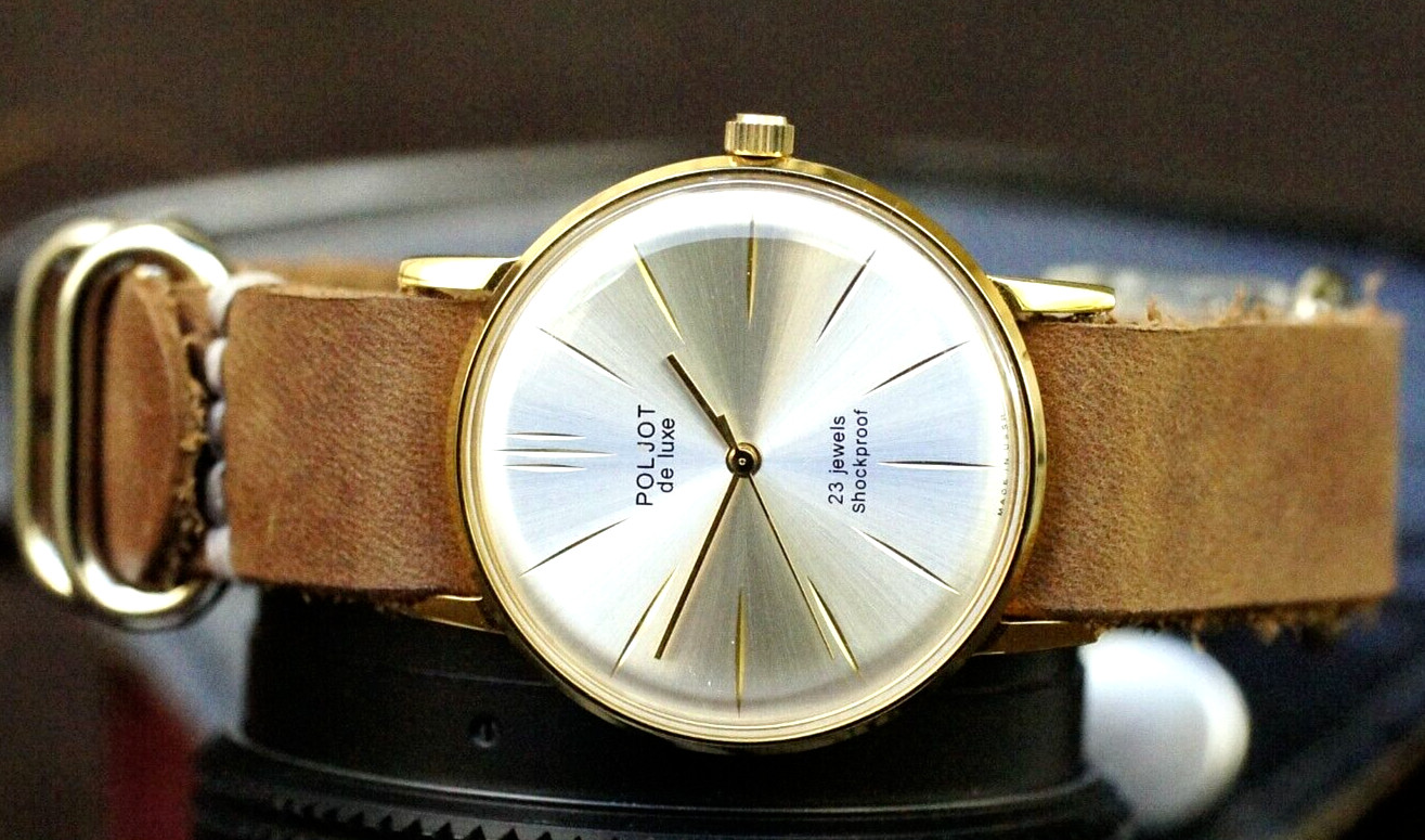 Watch POLJOT Ultra SLIM De Luxe Luxury Mechanical leather strap Men’s Vintage