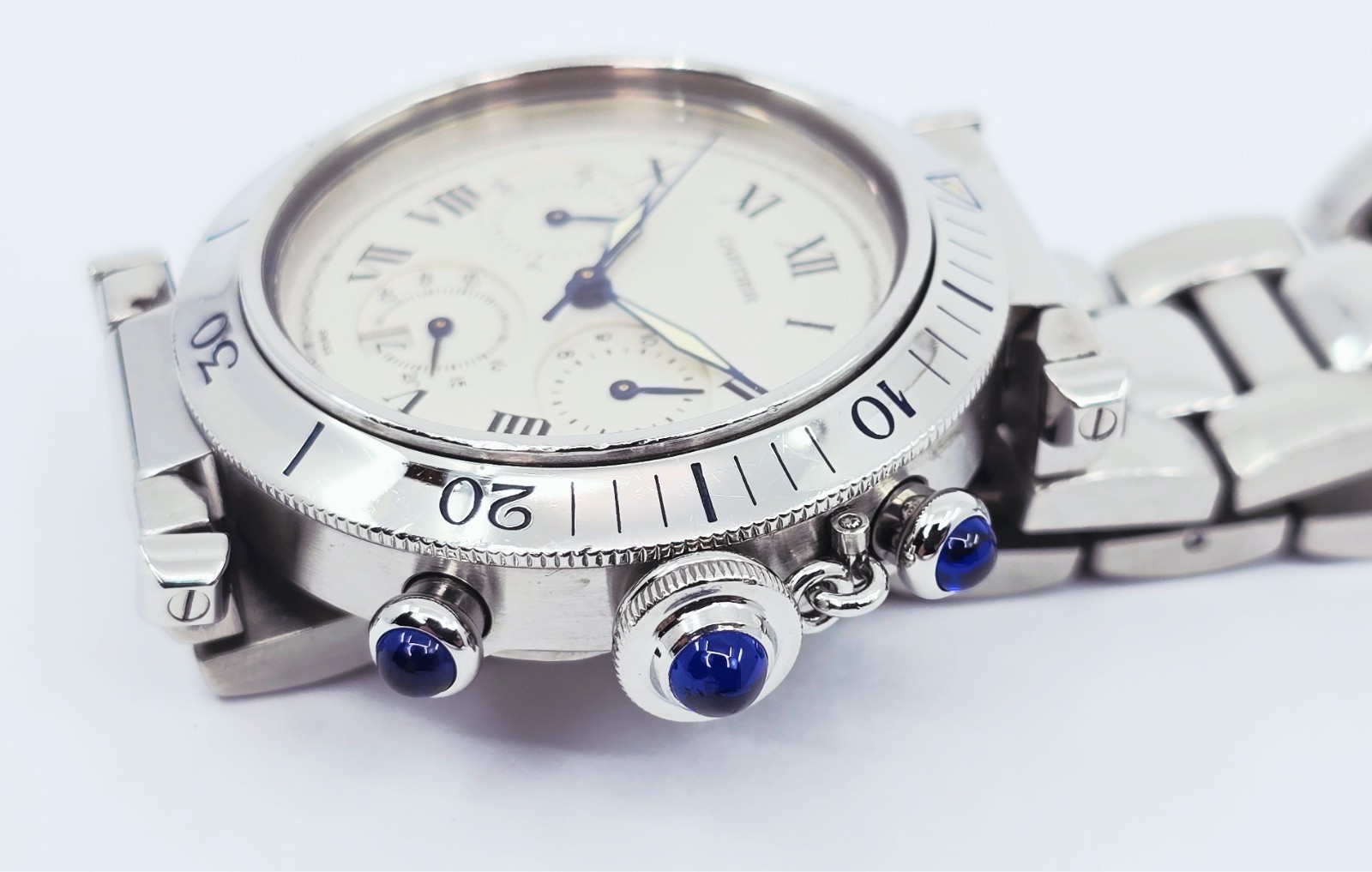 Cartier Pasha De Cartier Chronograph Quartz 38mm Stainless Steel Watch Ref 1050