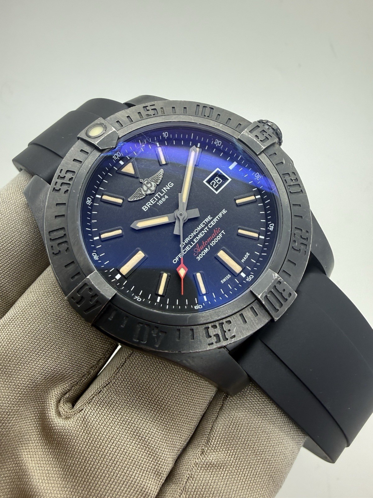 2017 Breitling Avenger Blackbird 48mm Automatic Rubber Strap Watch V17310 B+P