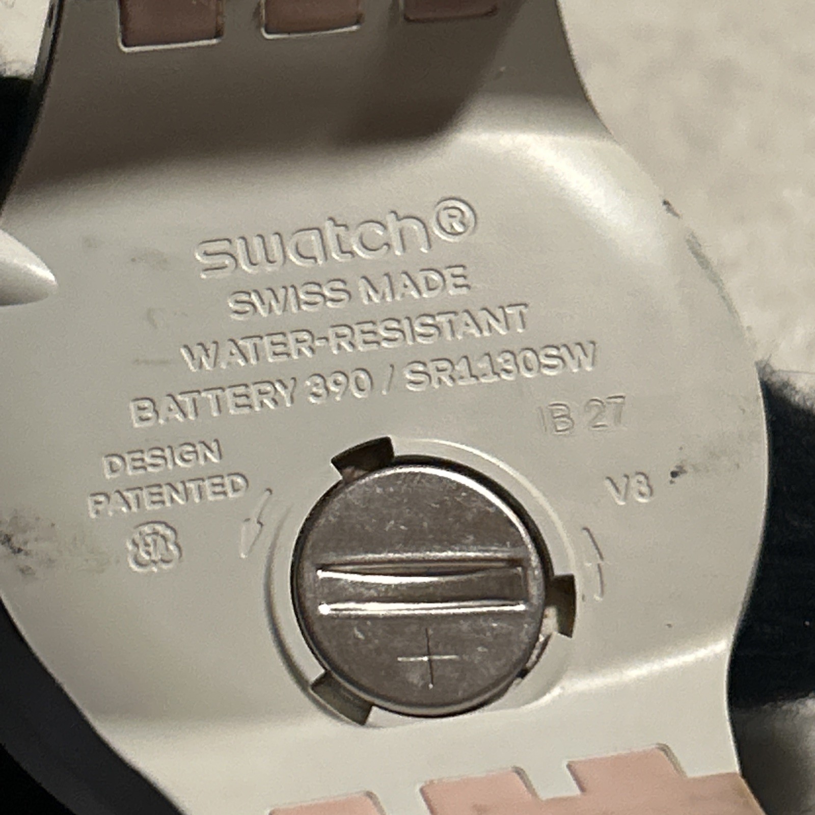 SWATCH BIG BOLD BIOCERAMIC Watch SWISS Analog Pink Navy Strap Dameged