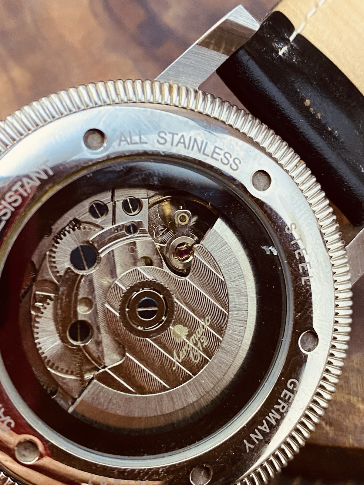 AEROMATIC 1912 GERMANY A1281 STAINLESS STEEL GENUINE LEATHER WRISTWATCH #7358
