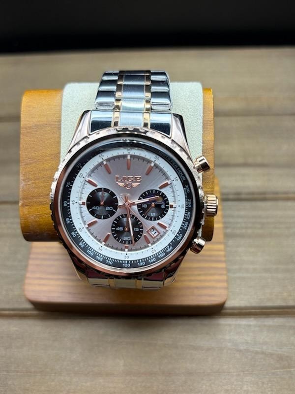 LIGE Men Watch Quartz Date Luminous Chronograph Waterproof Stainless Steel Watch