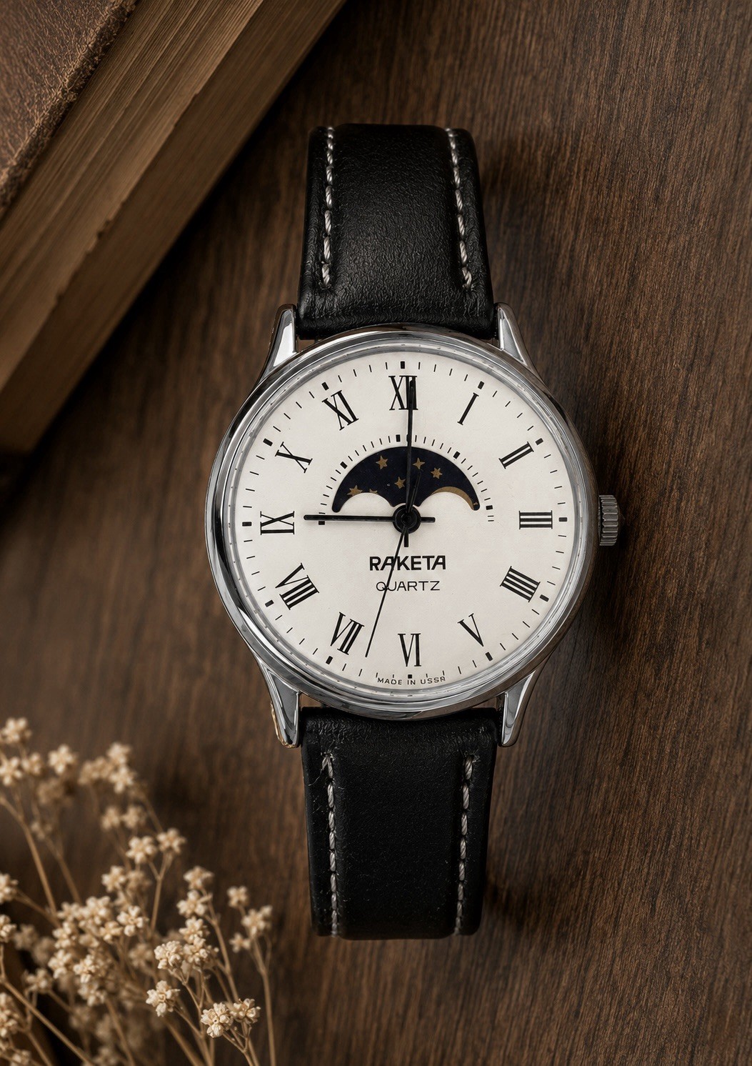 Raketa Moon Phases Quartz Soviet Watch