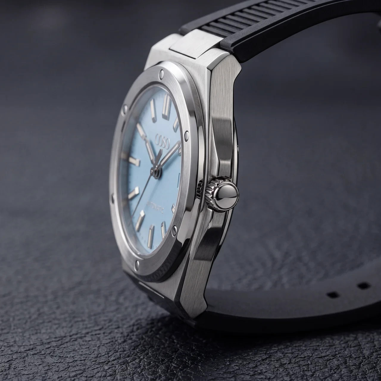COSO Valtor Automatic Ice Blue Dial Steel Black Rubber Strap