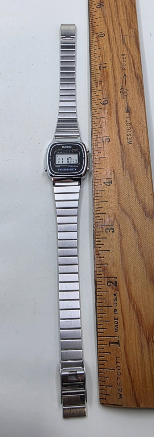 Casio LA670WA-1 Women’s Vintage Digital Watch Silver Stainless Steel Band New