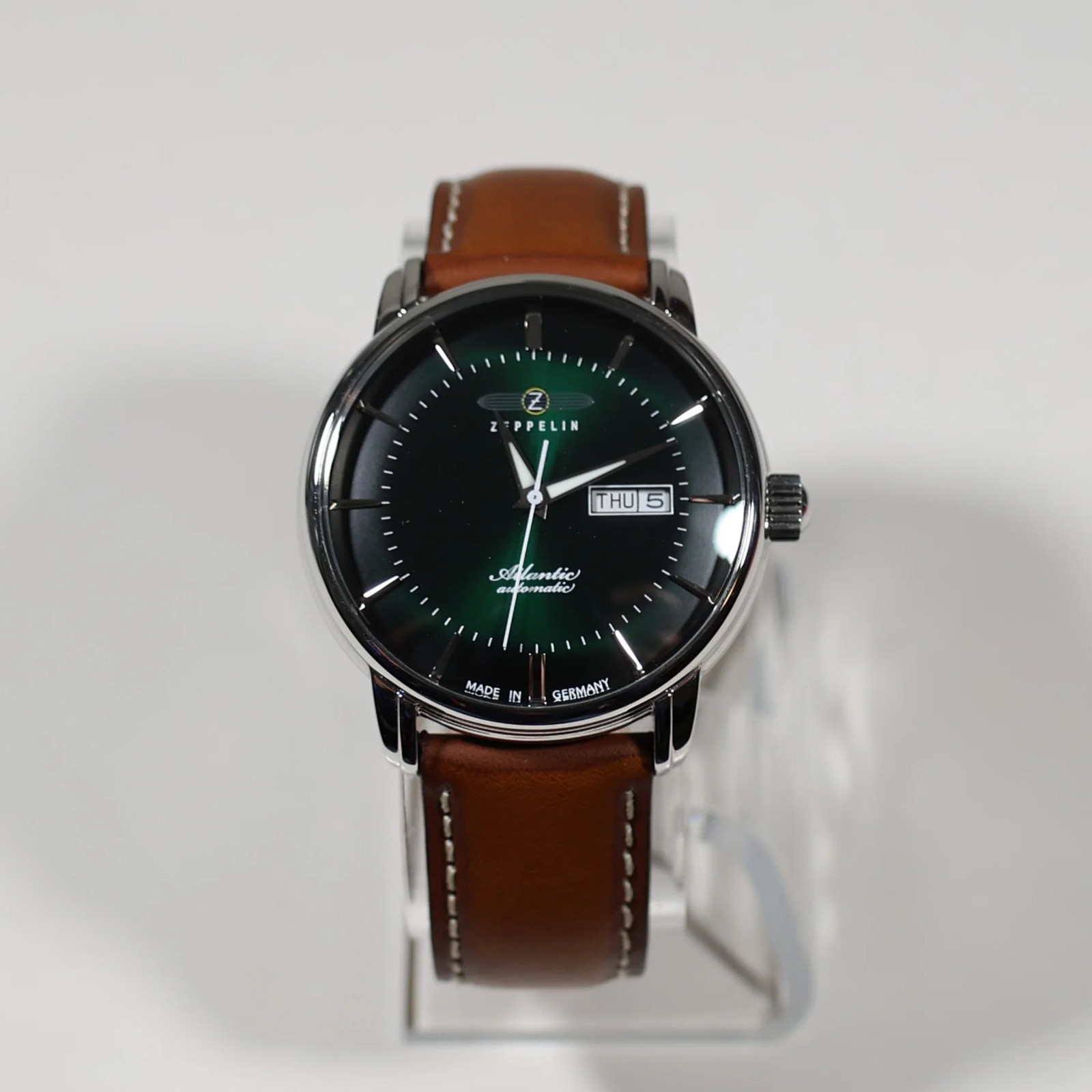 Zeppelin Atlantic Automatic Green Dial Black Leather Strap Men’s Watch 8466-4