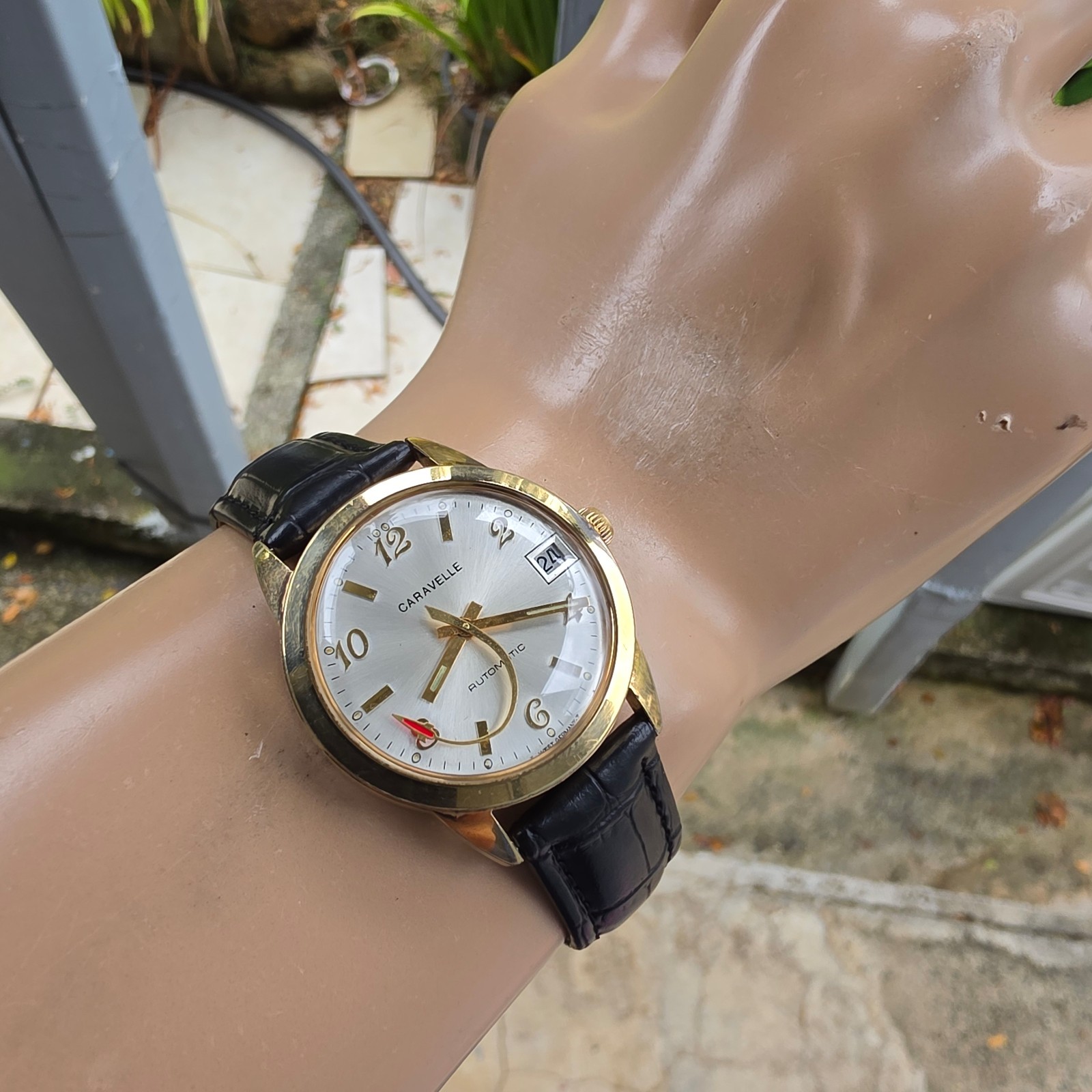 Vintage Bulova Caravelle men’s automatic watch Rocket second hand Germany 1976