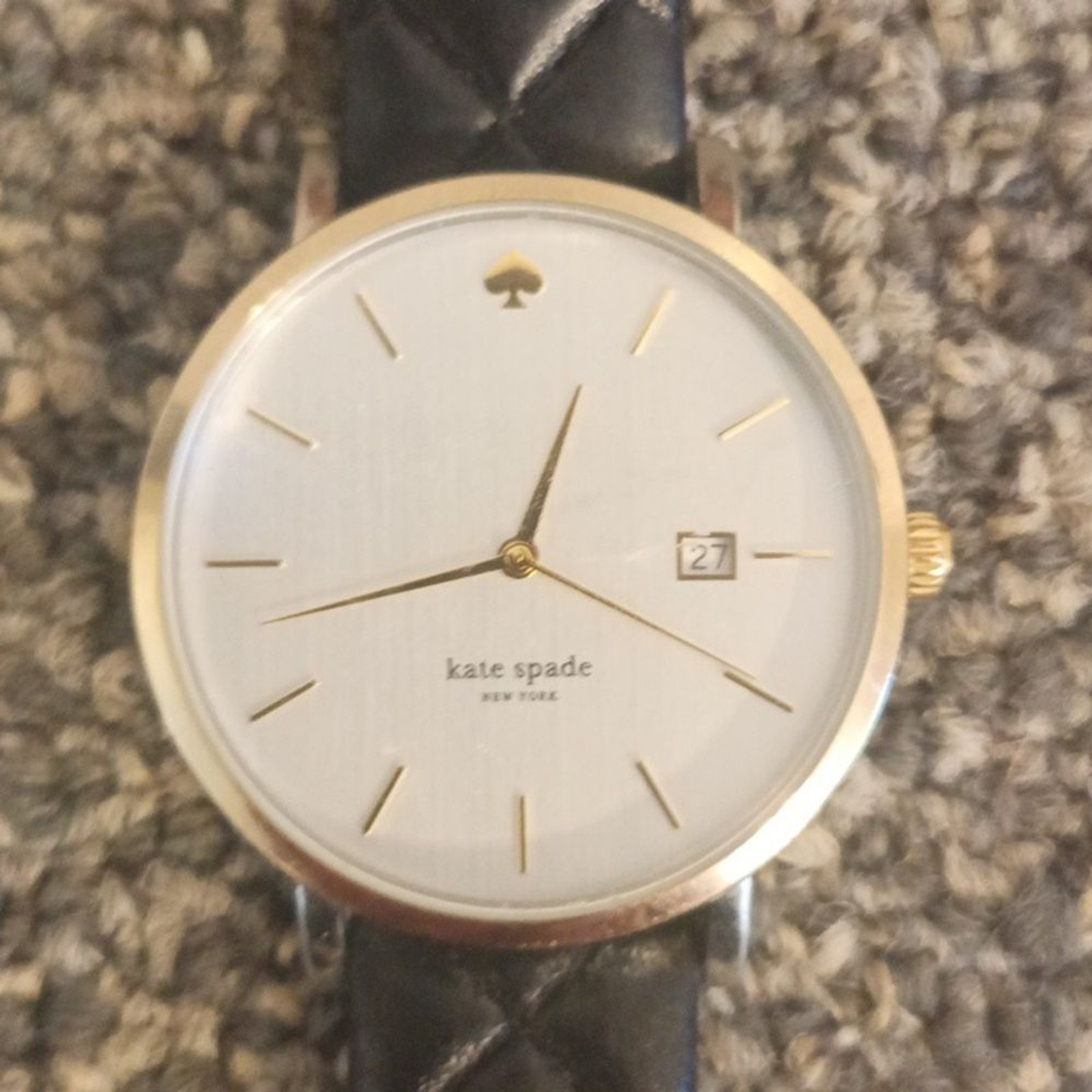 Kate Spade Metro Grand white dial black quilted leather women’s watch