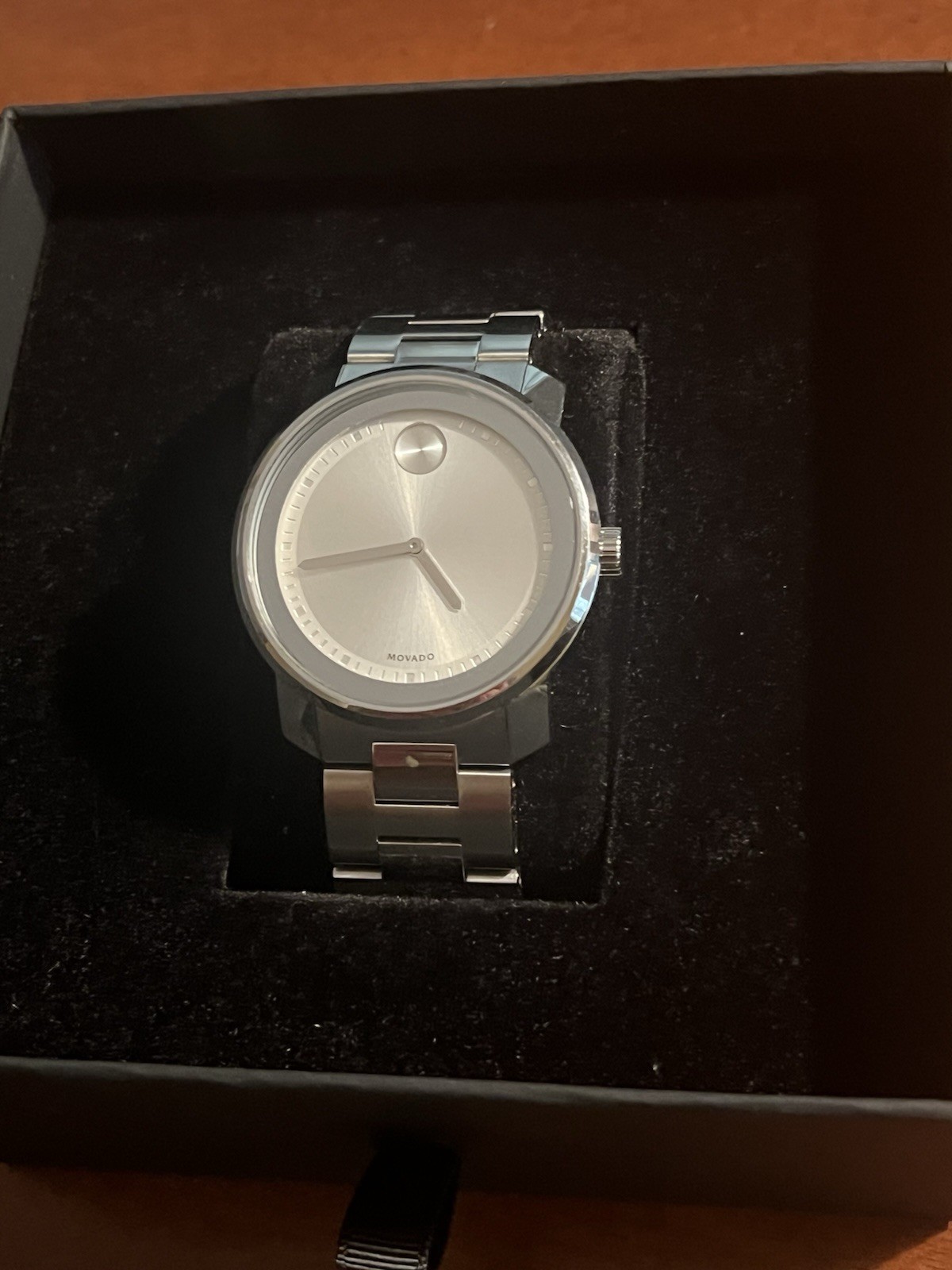 Movado Bold Swiss Quartz 36mm Silver Dial Stainless Steel Bracelet w/ Box