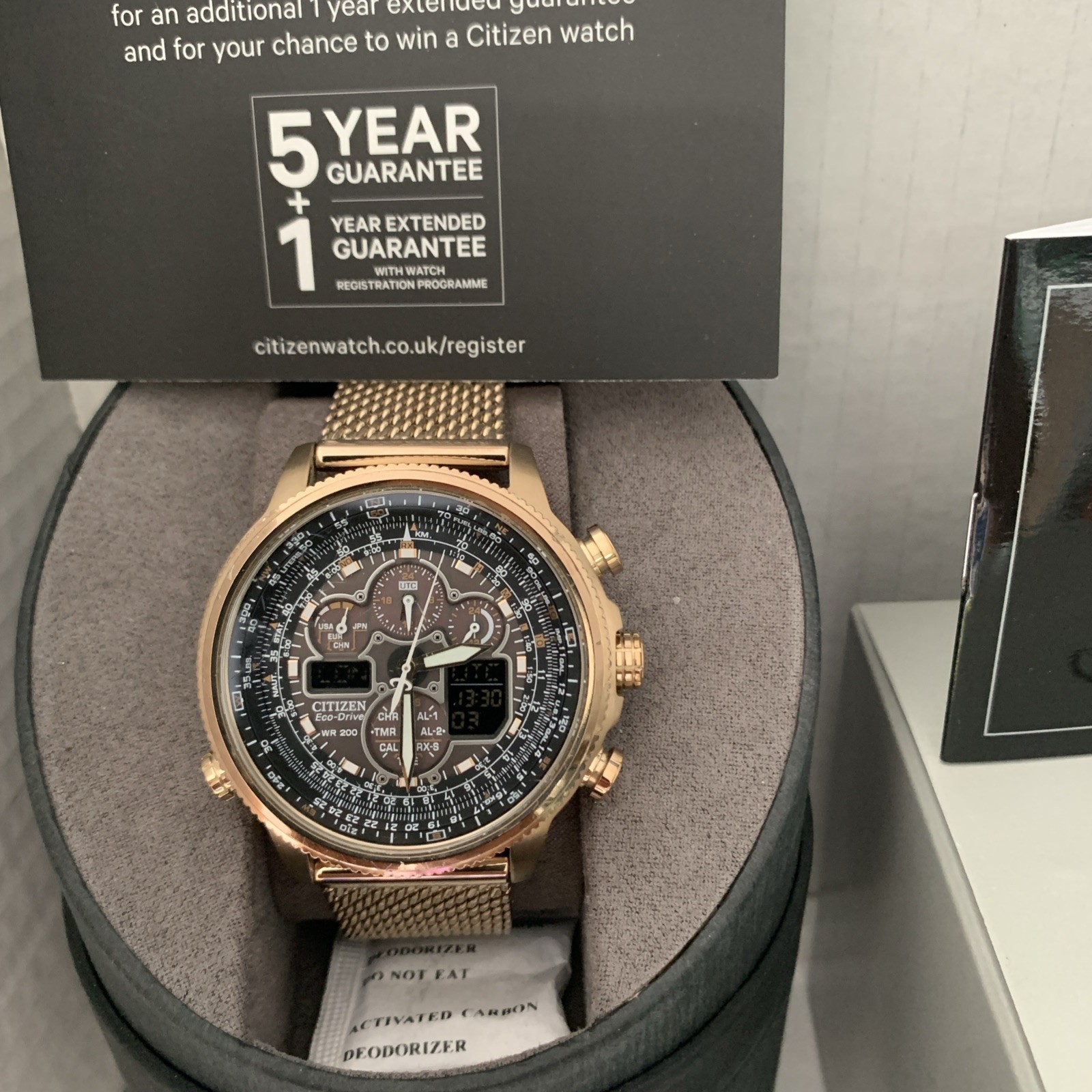 Citizen Men’s Navihawk Eco Drive R.Controlled A-T Rose Gold PVD Watch JY8033-51E