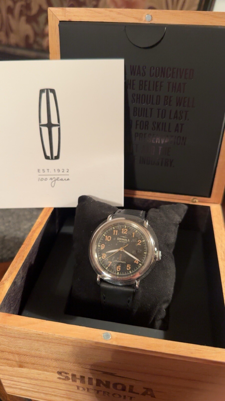 Shinola Automatic Runwell x Lincoln Limited Edition 100 Year Anniversary 1of500