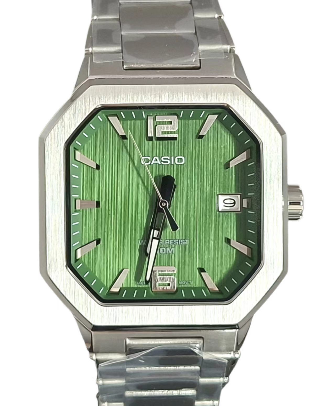 New CASIO MTP‑B195 Series MTP-B195D-3AV Green Dial Analog 38 mm Men’s Watch