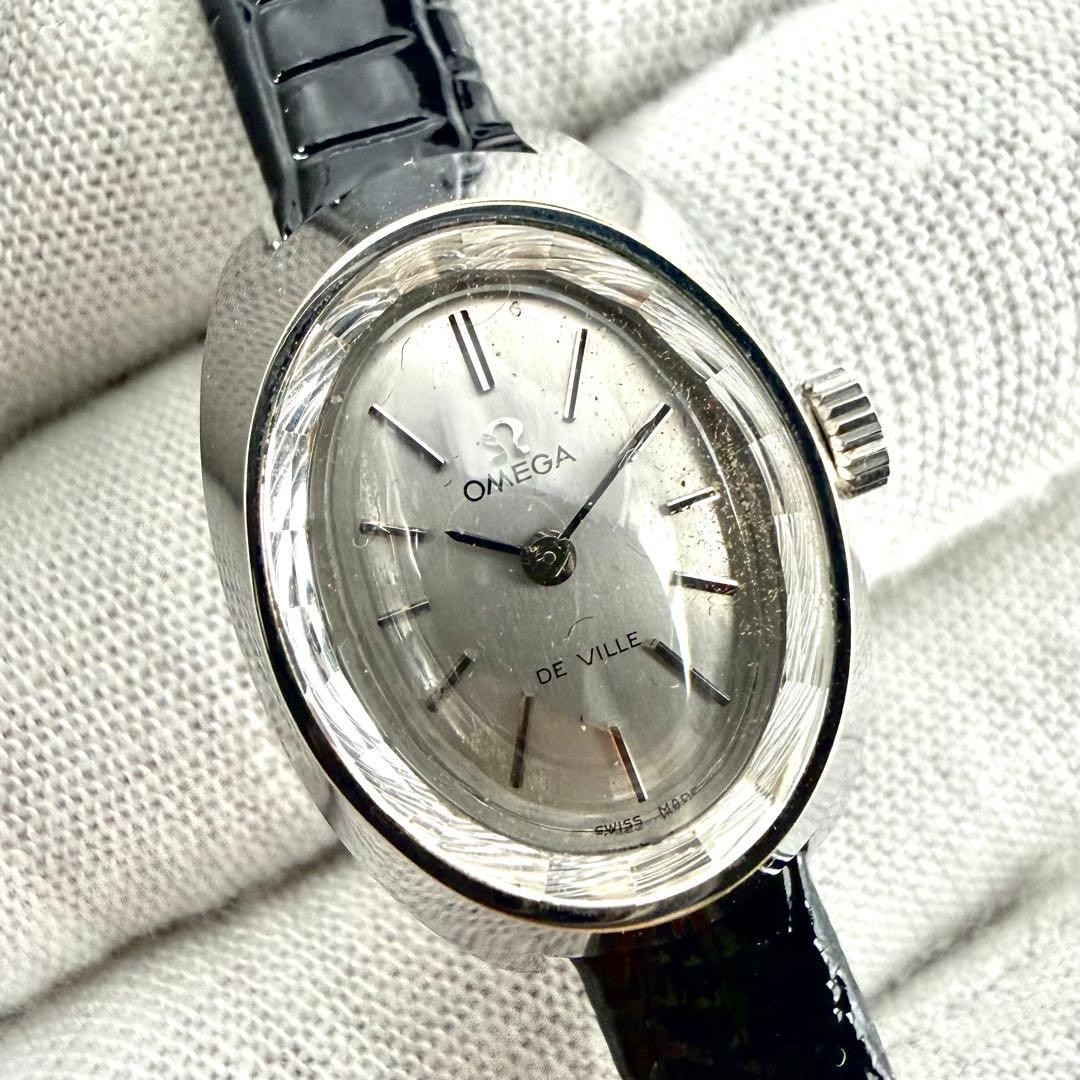 Vintage OMEGA De Ville Manual Wind Silver Dial Oval Watch New Strap