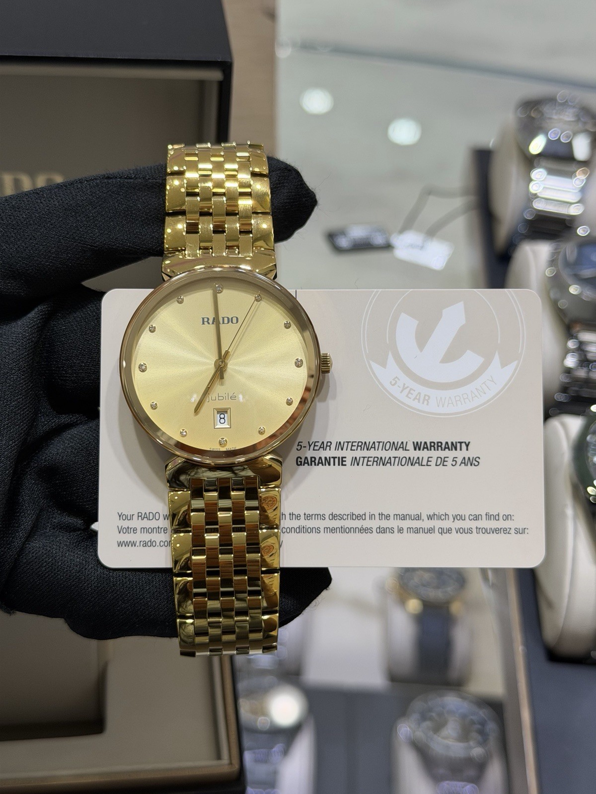 New Rado Florence Diamonds Stainless Steel Golden Dial Men’s Watch R48914713