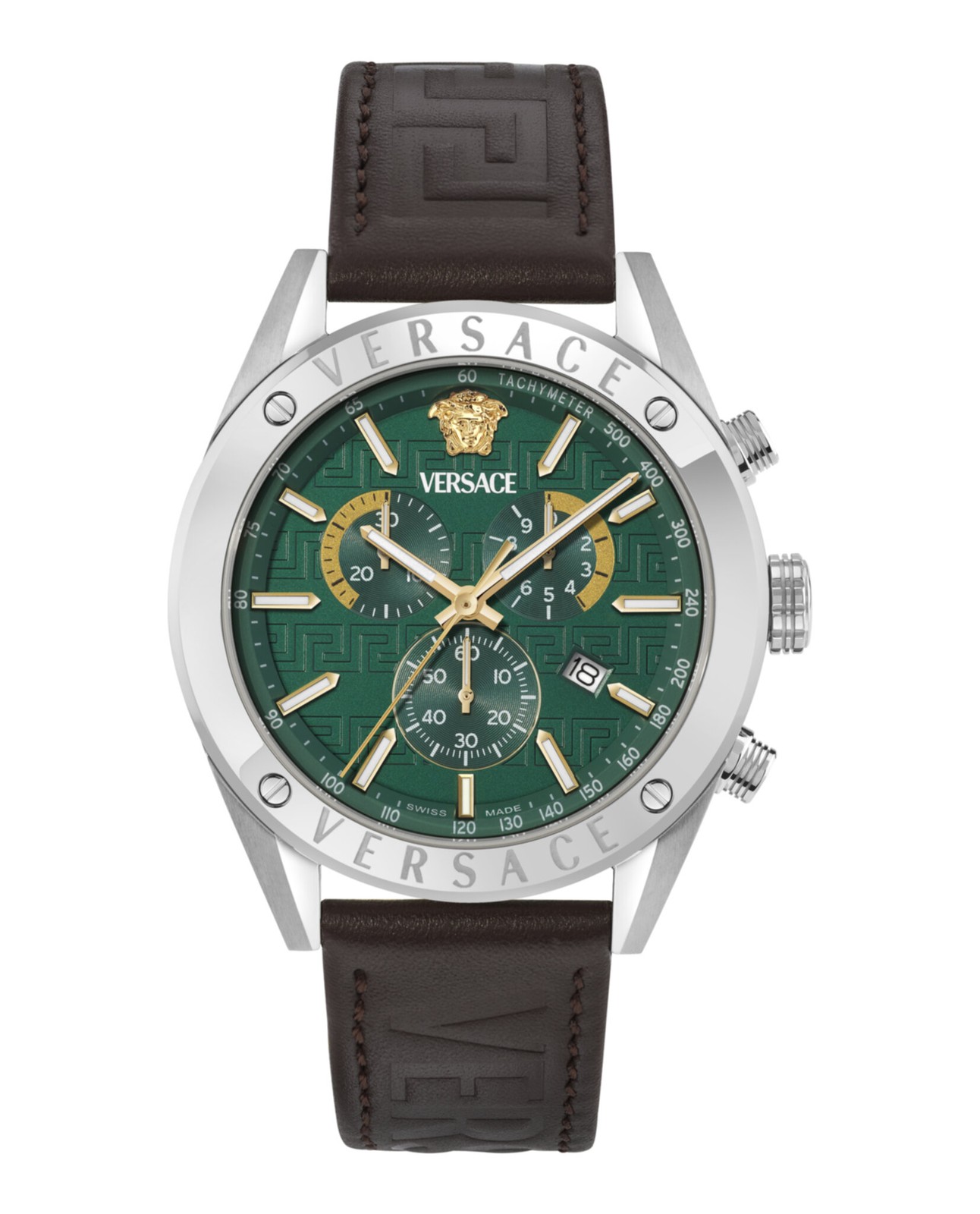 Versace Mens Stainless Steel 44mm Strap Fashion Watch