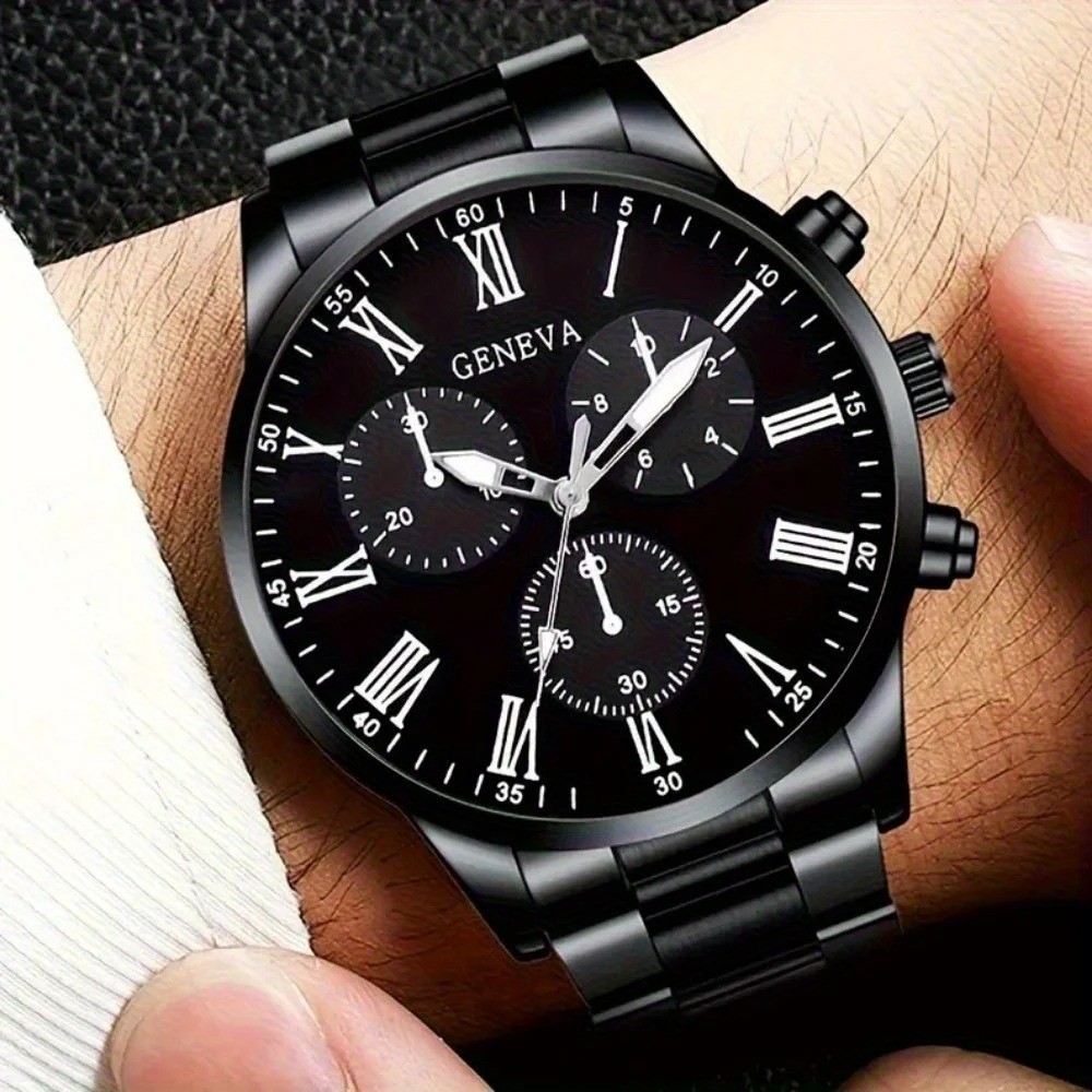 2pcsWaterproof Watch Stainless Steel Quartz Luminous Classic Business Wristwatch